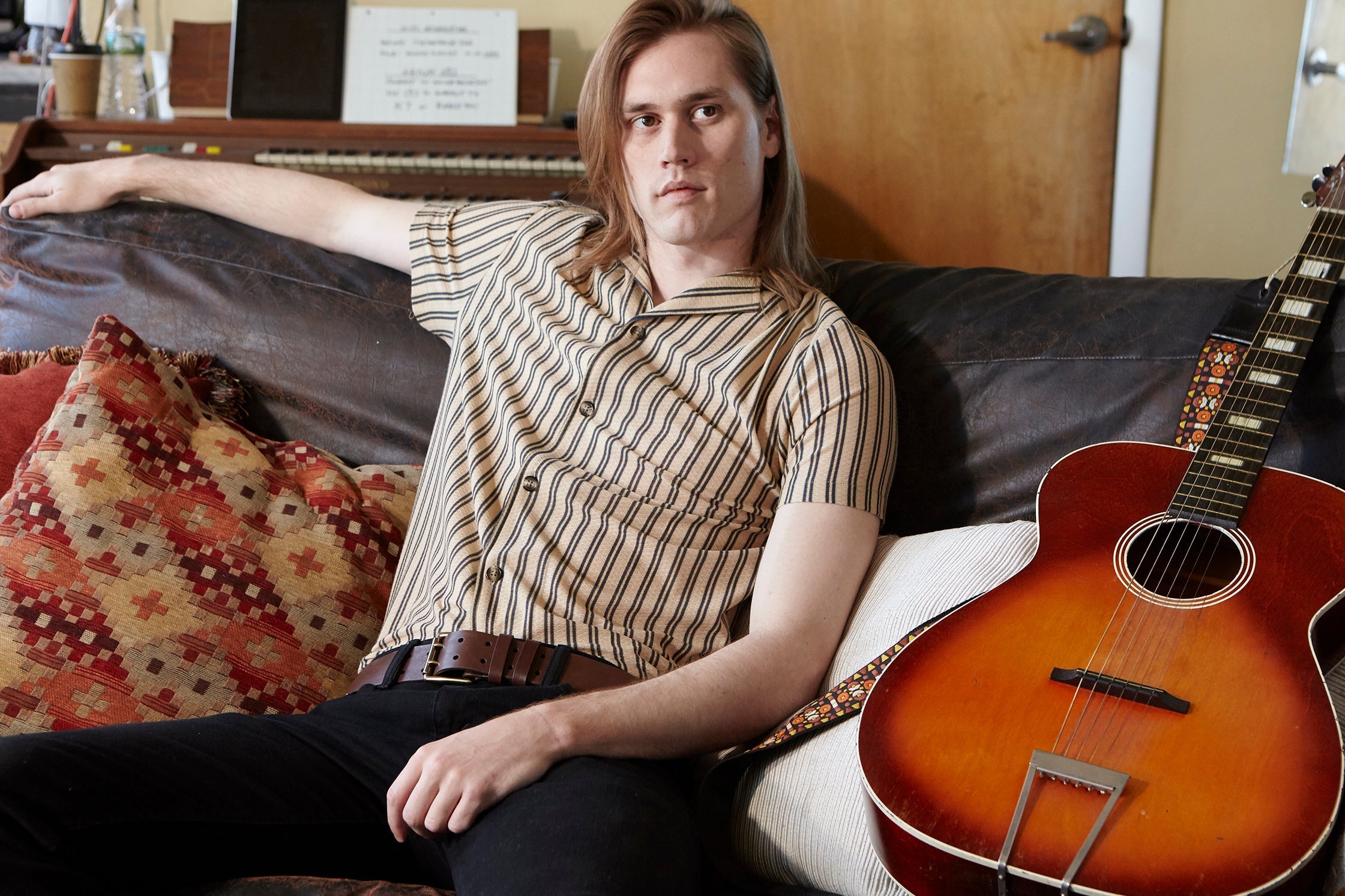 Double Prong Jean Belt One And A Half Inch Leather Cognac