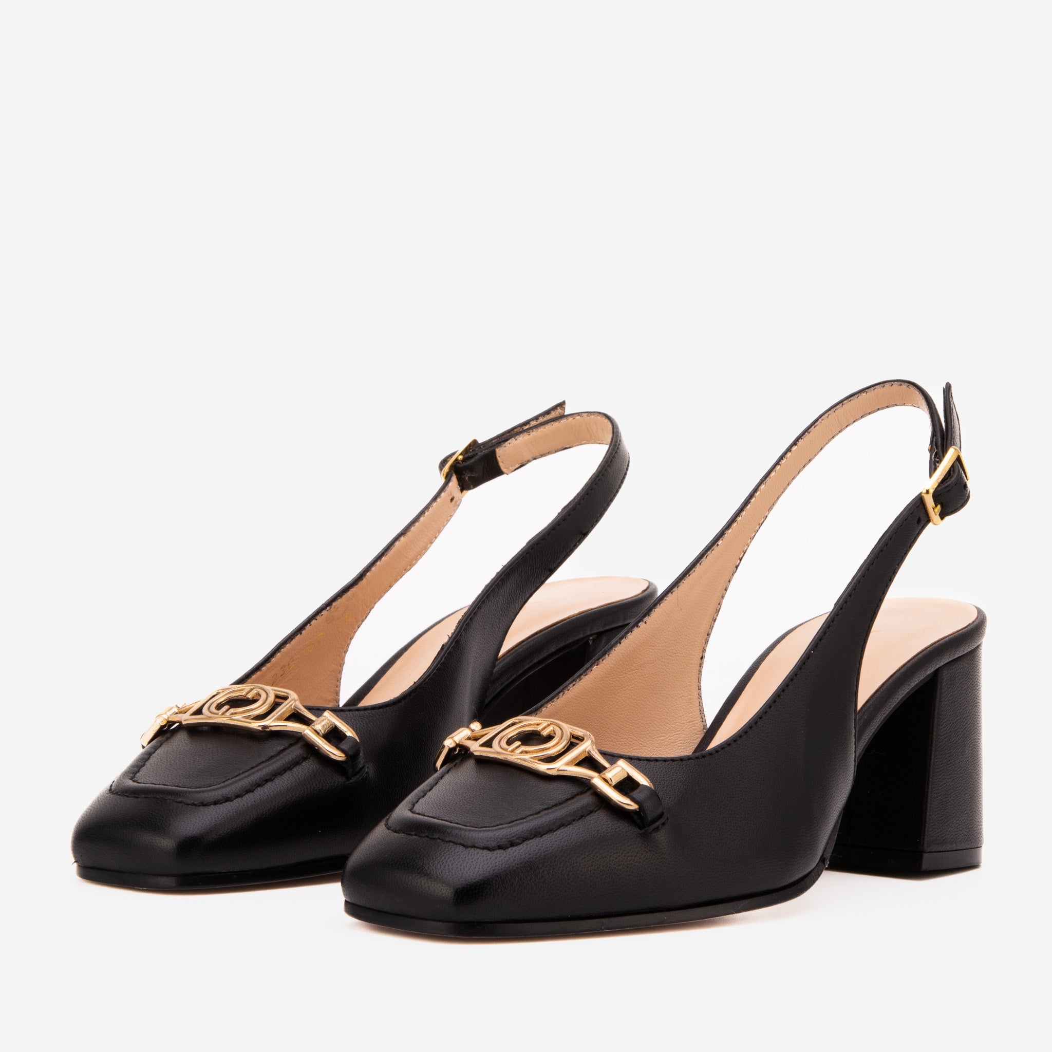 The Potomac Black Slingback Leather Women Sandal