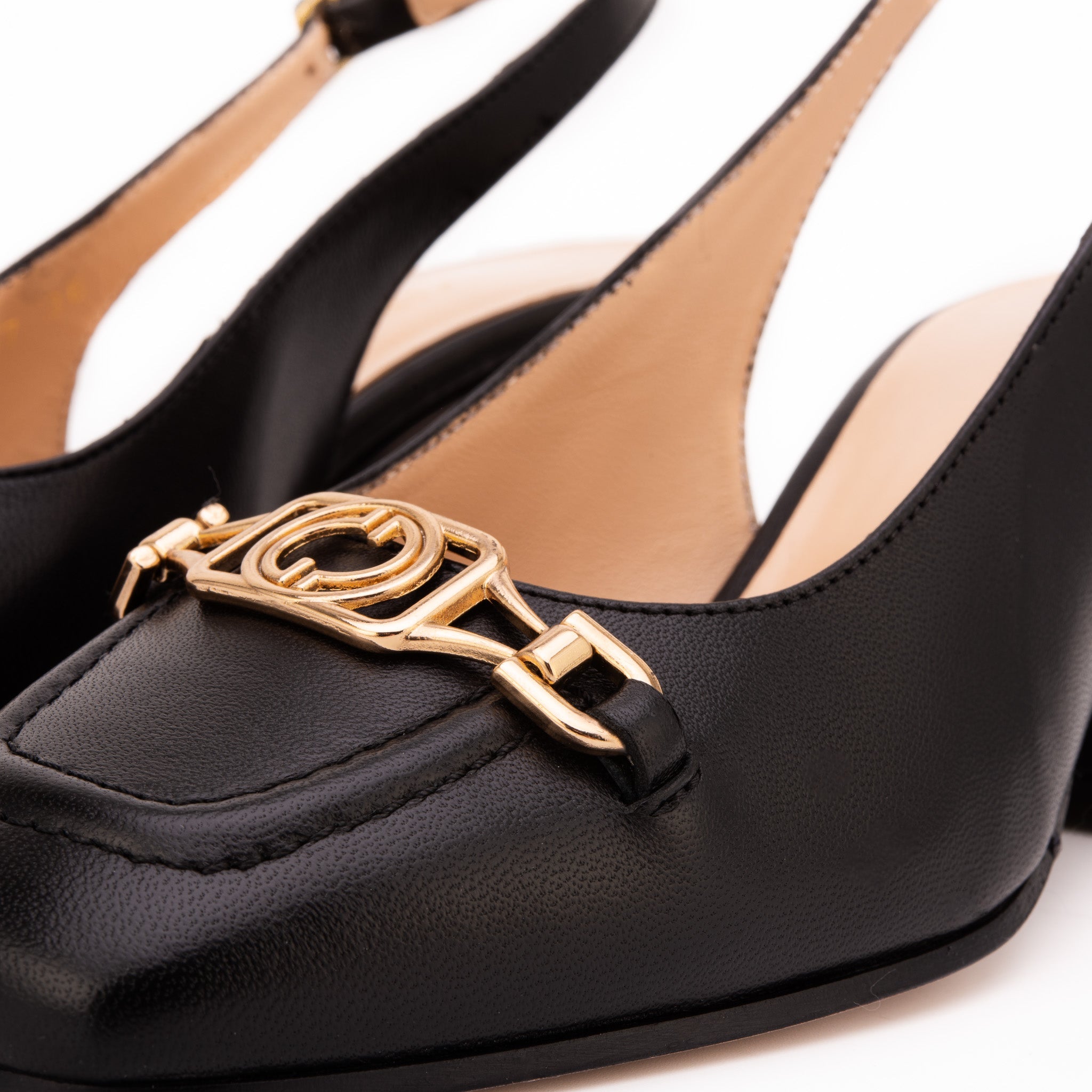 The Potomac Black Slingback Leather Women Sandal