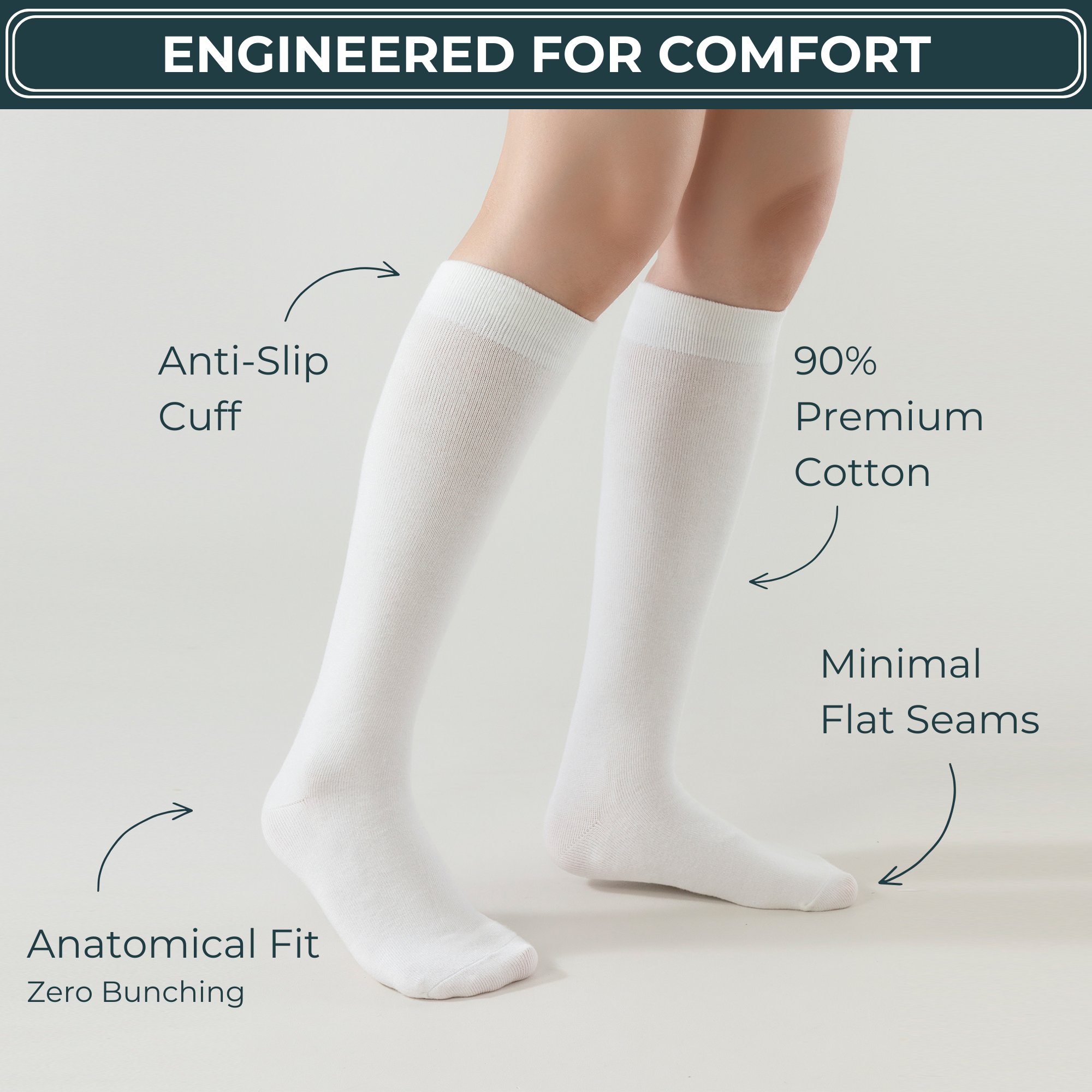 Lairos Premium Solids - Cream White Socks