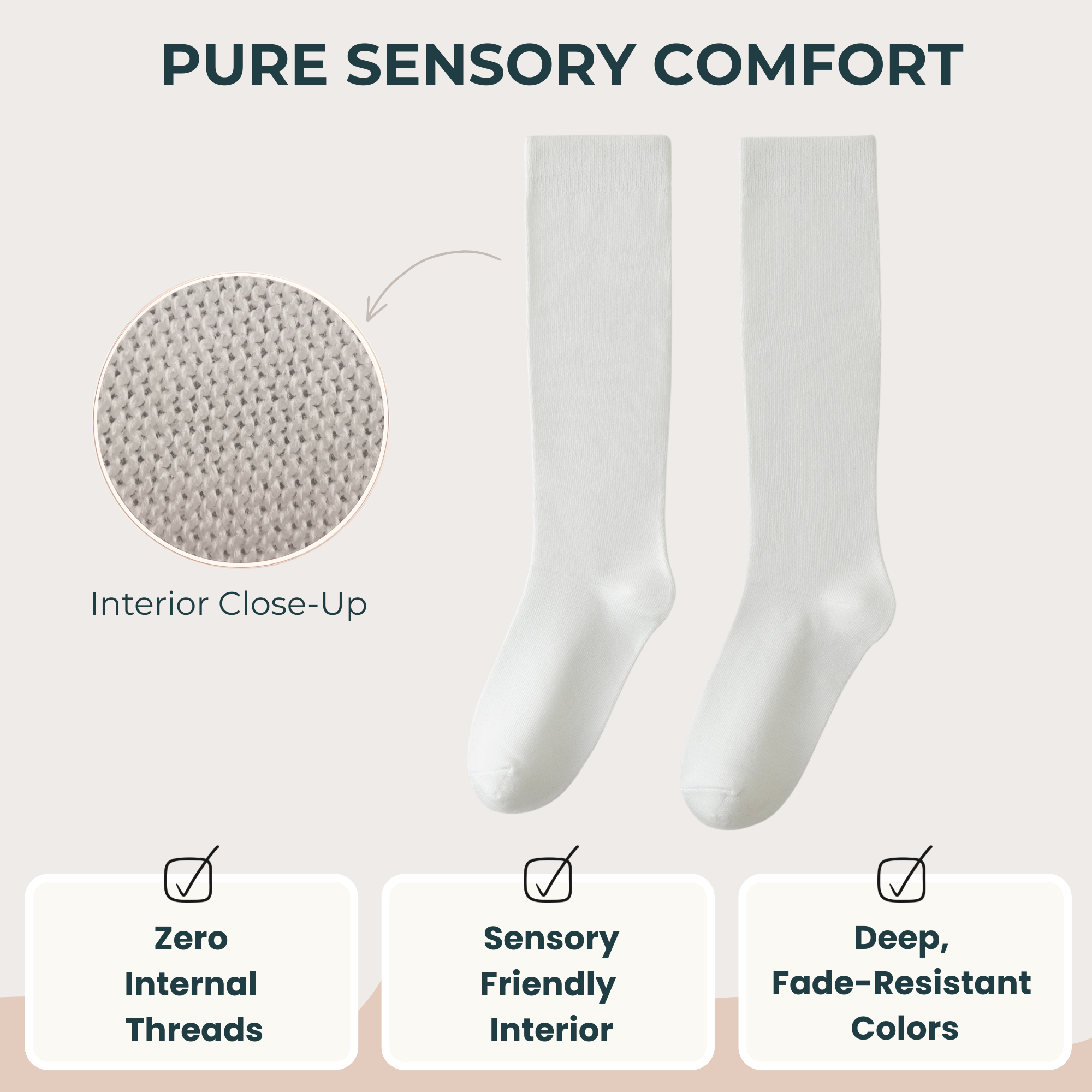 Lairos Premium Solids - Cream White Socks