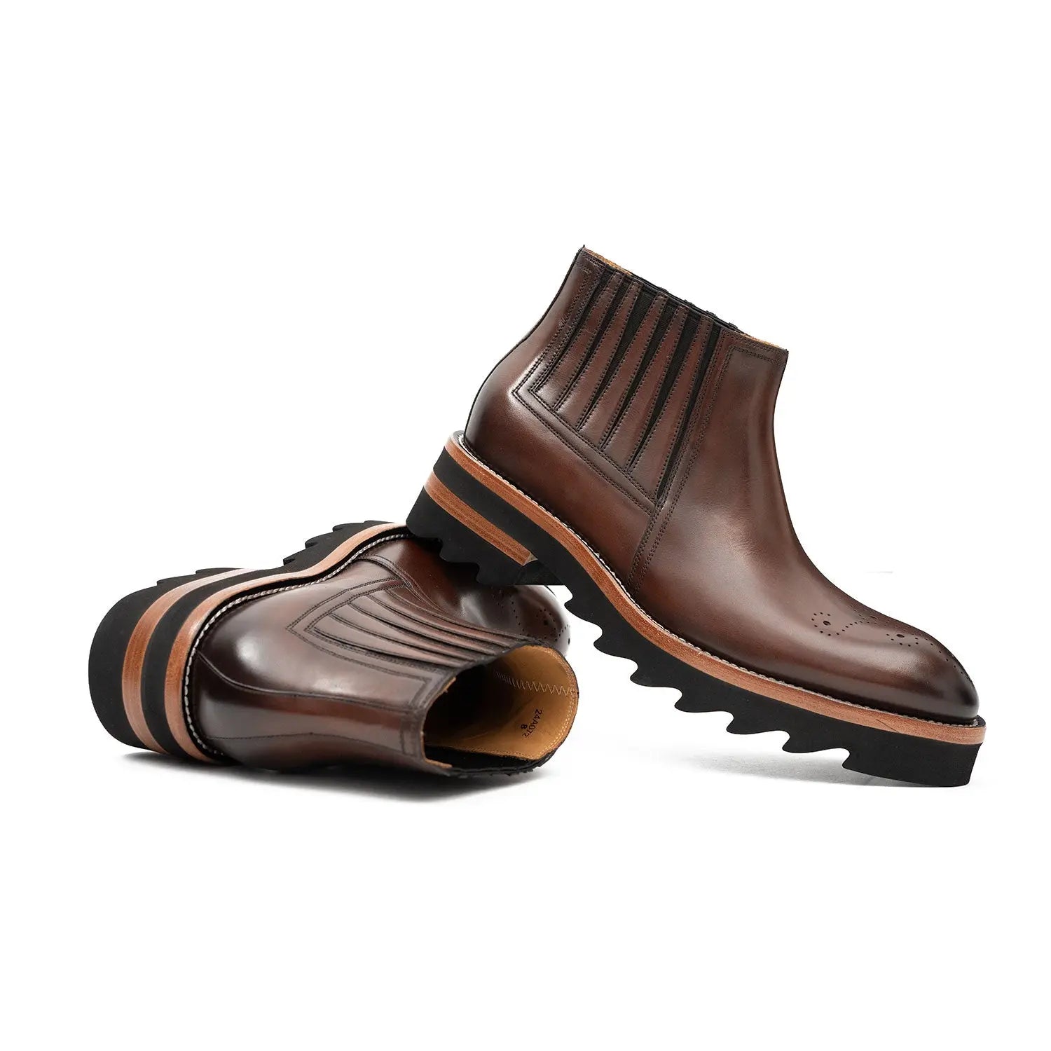 Chelsea Boots Leather Brown Thick Sole Classic Comfort