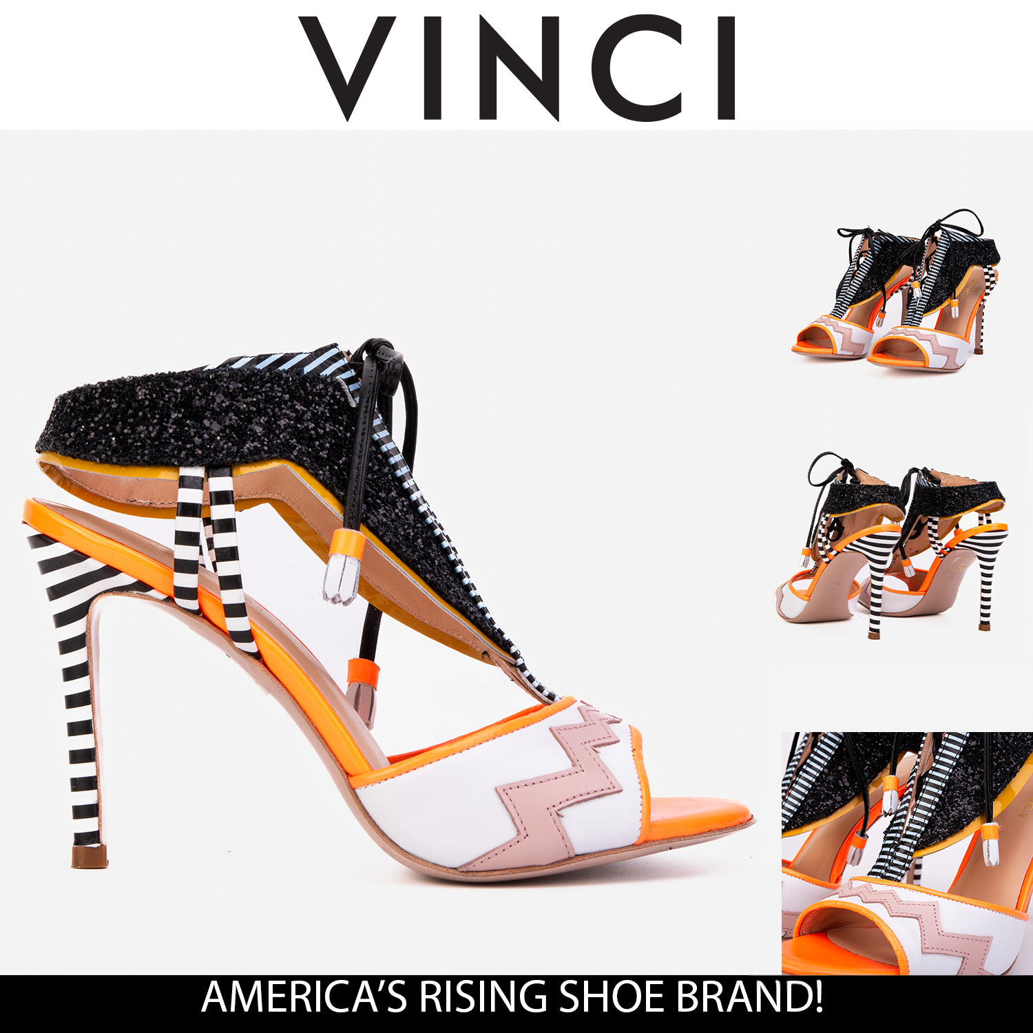 The Santa Amaro Orange Glitter Leather Women Sandal