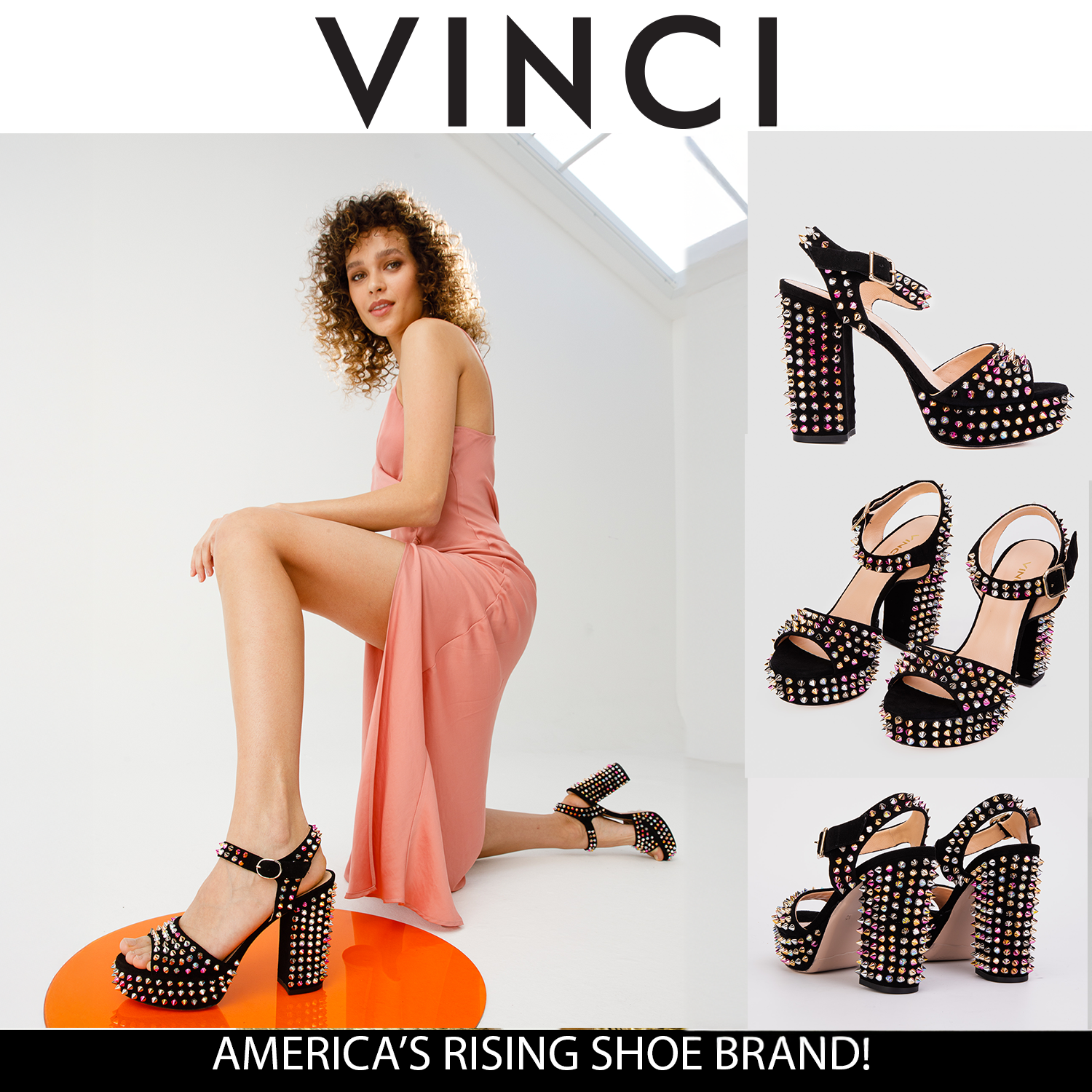 The Tampico Black Suede Leather Spike Platform Heel Women Sandal