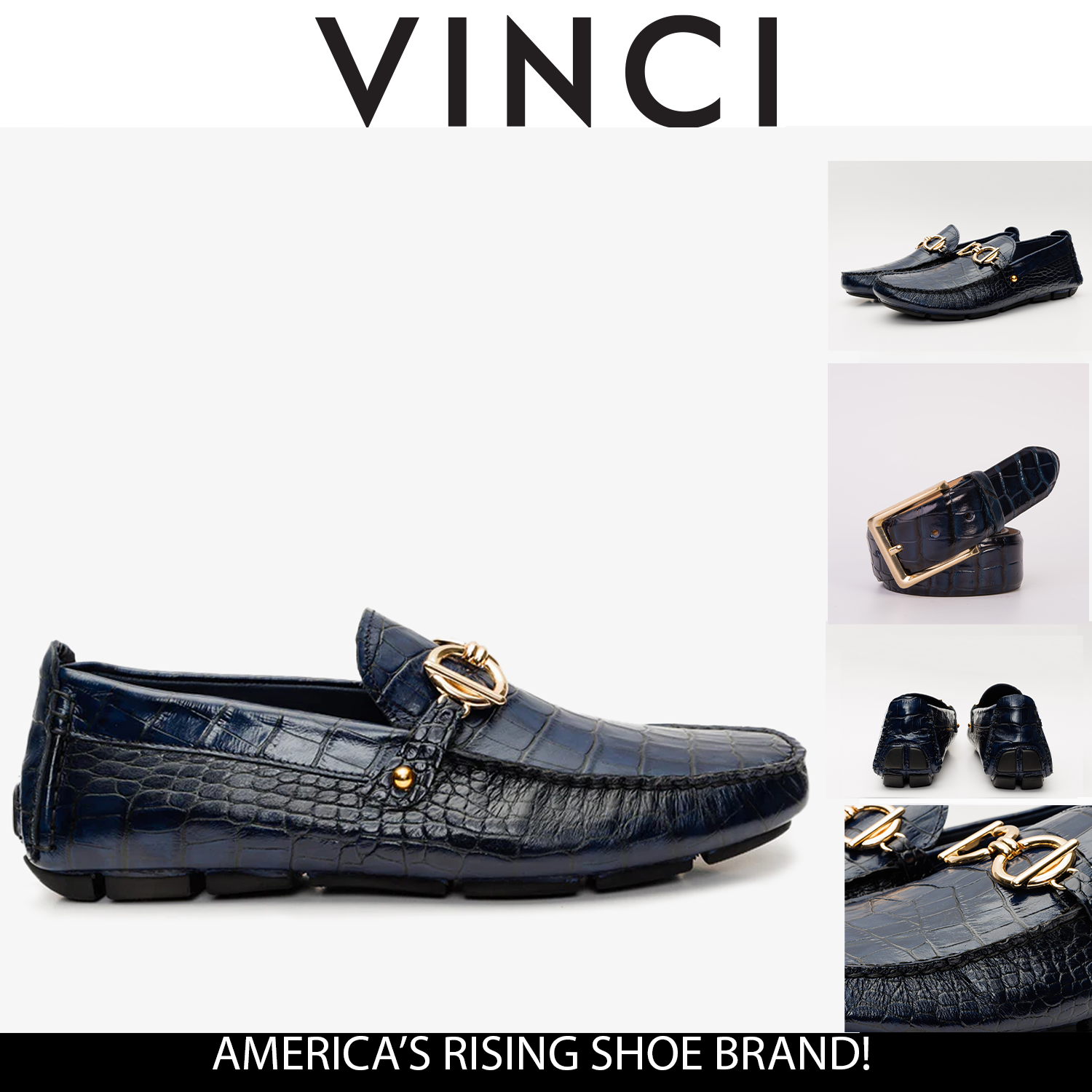 The Pisa Navy Blue Leather Bit Drive Loafer Men Shoe