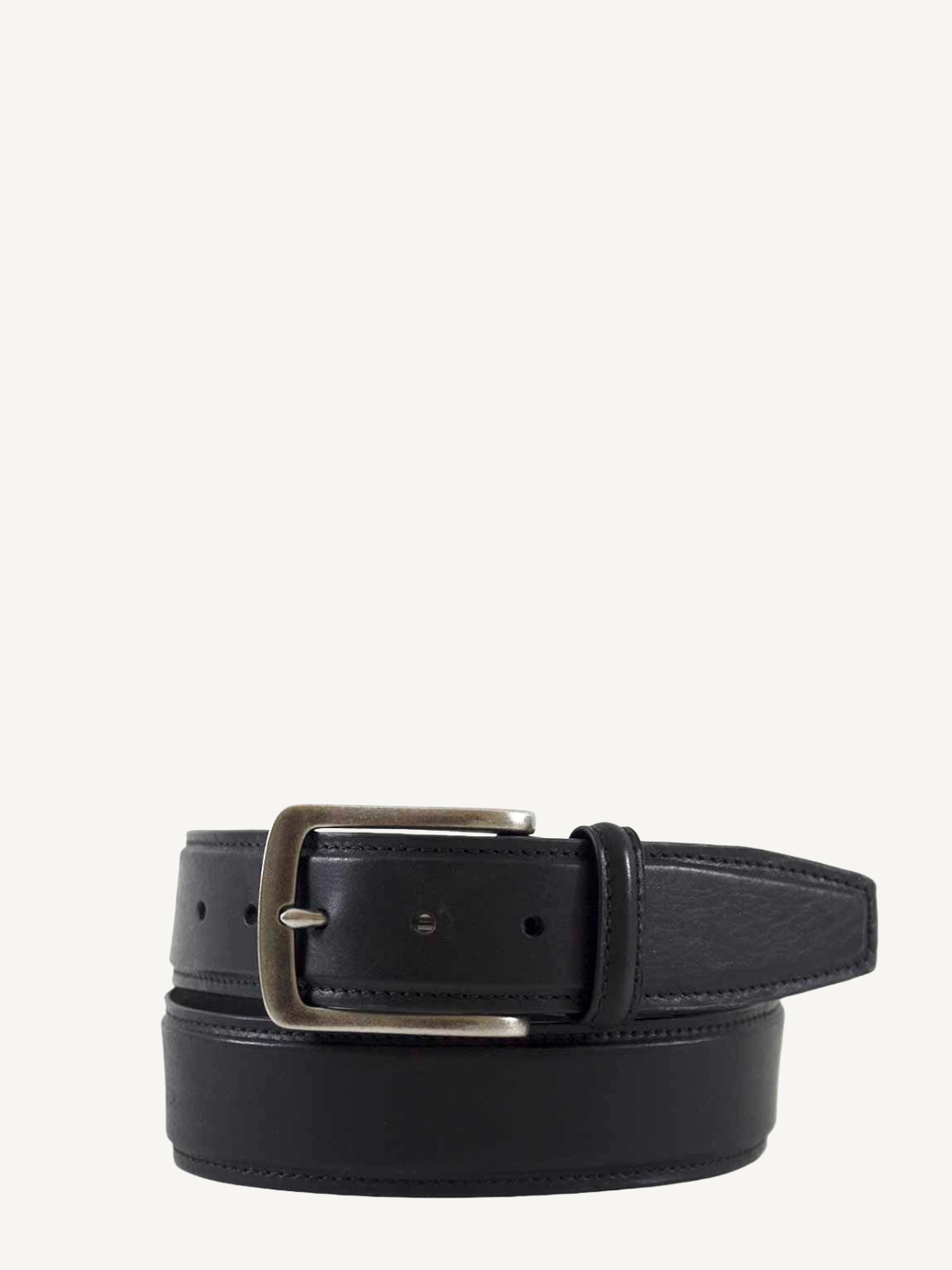 Full Grain Feathered Edged Leather Jean Belt Black