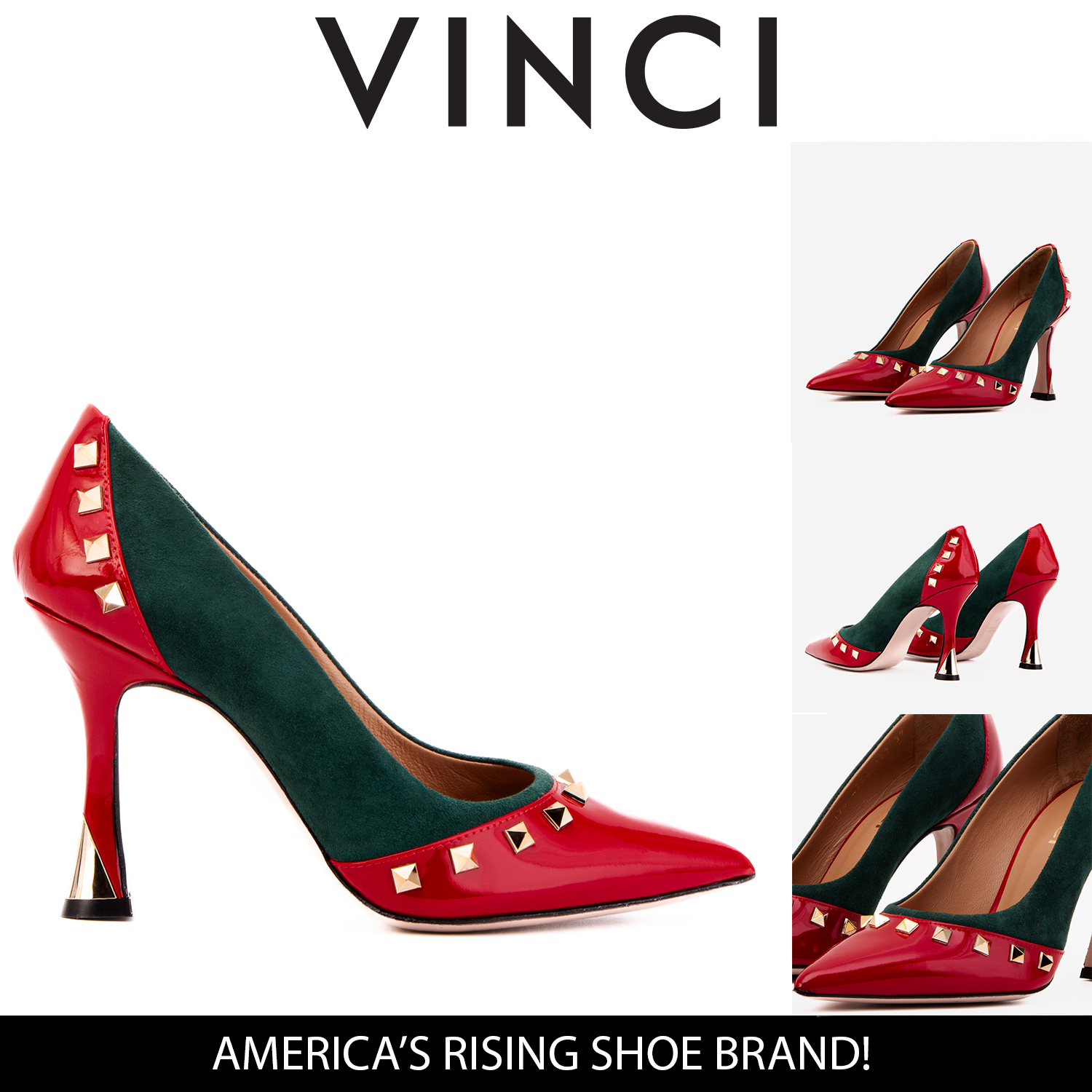 The Bella Vita Studded Red & Green Leather Pump Women Shoe