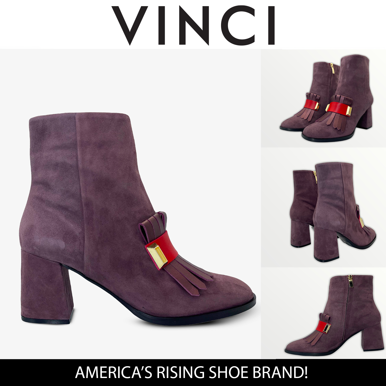 The Luksor Rose Suede Leather Block Heel Women Boot