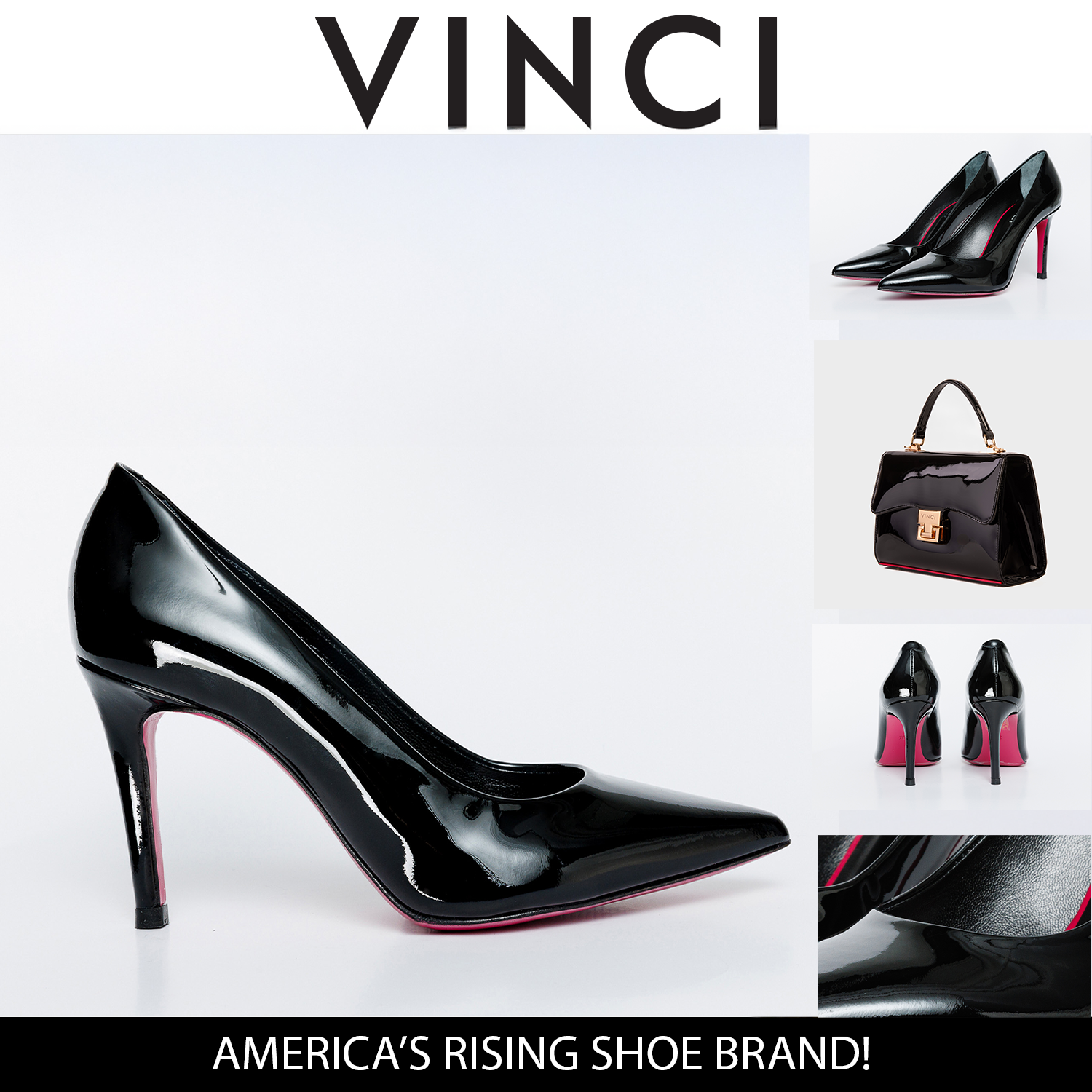 The Ege Black Patent Leather Pump Fuchsia Sole Women Shoe