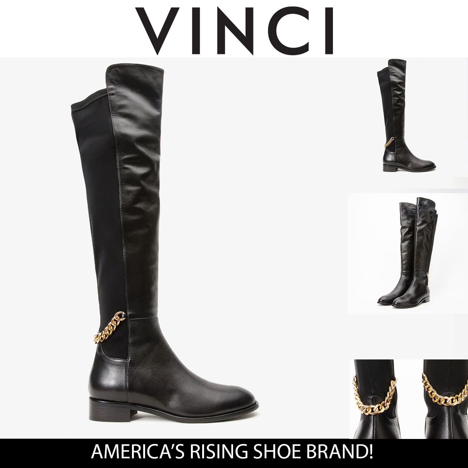 The Tallin Black Leather Knee High Women Boot