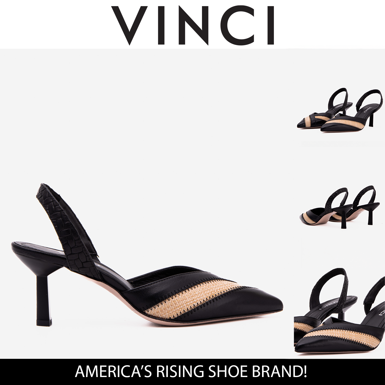 The Riviera Black & Raffia Slingback Women Sandal