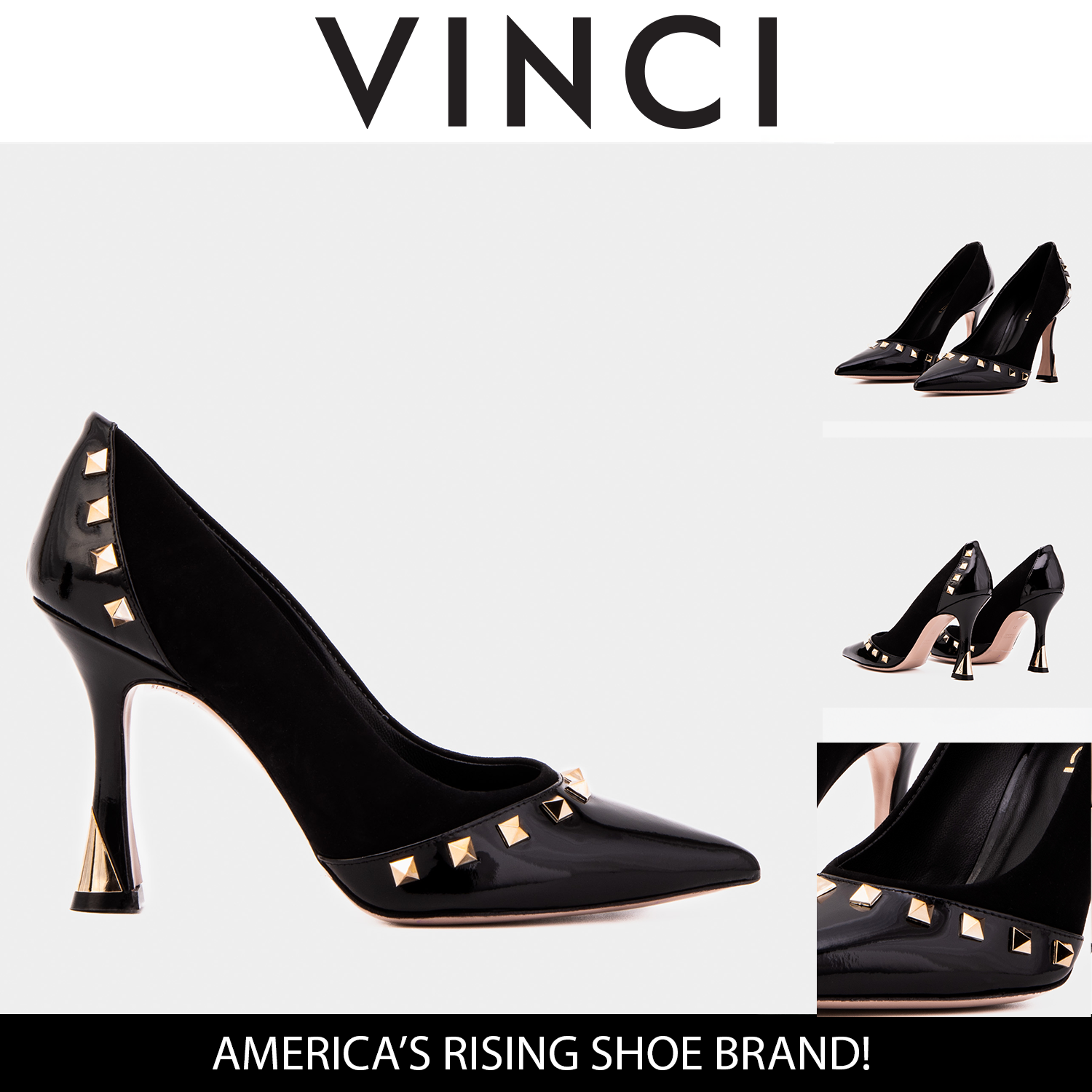 The Bella Vita Studded Black Leather Pump Women Shoe