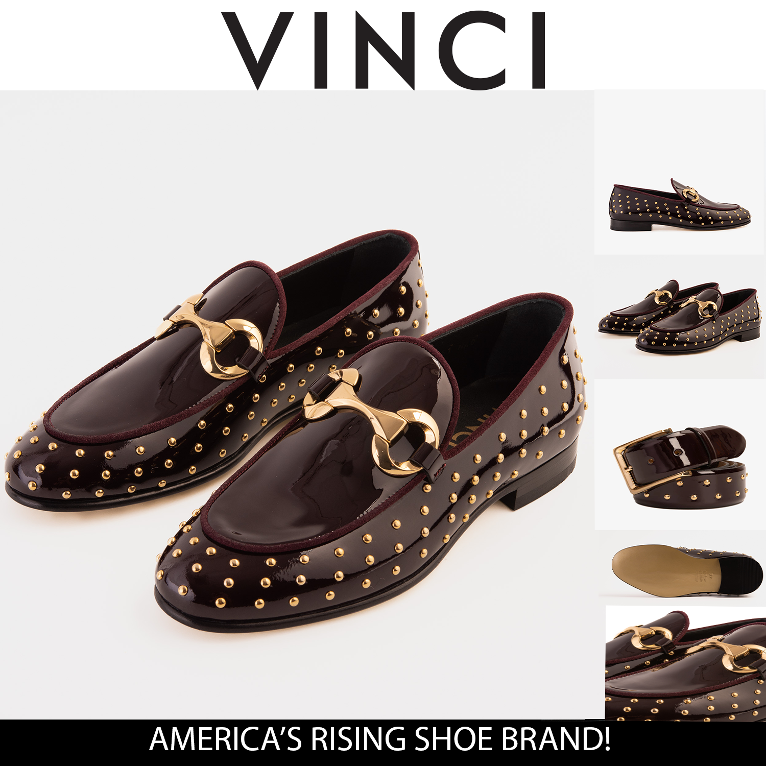 The Jupiter Shoe Burgundy Spike Leather Bit Dress Loafer Limited Edition Men Shoe