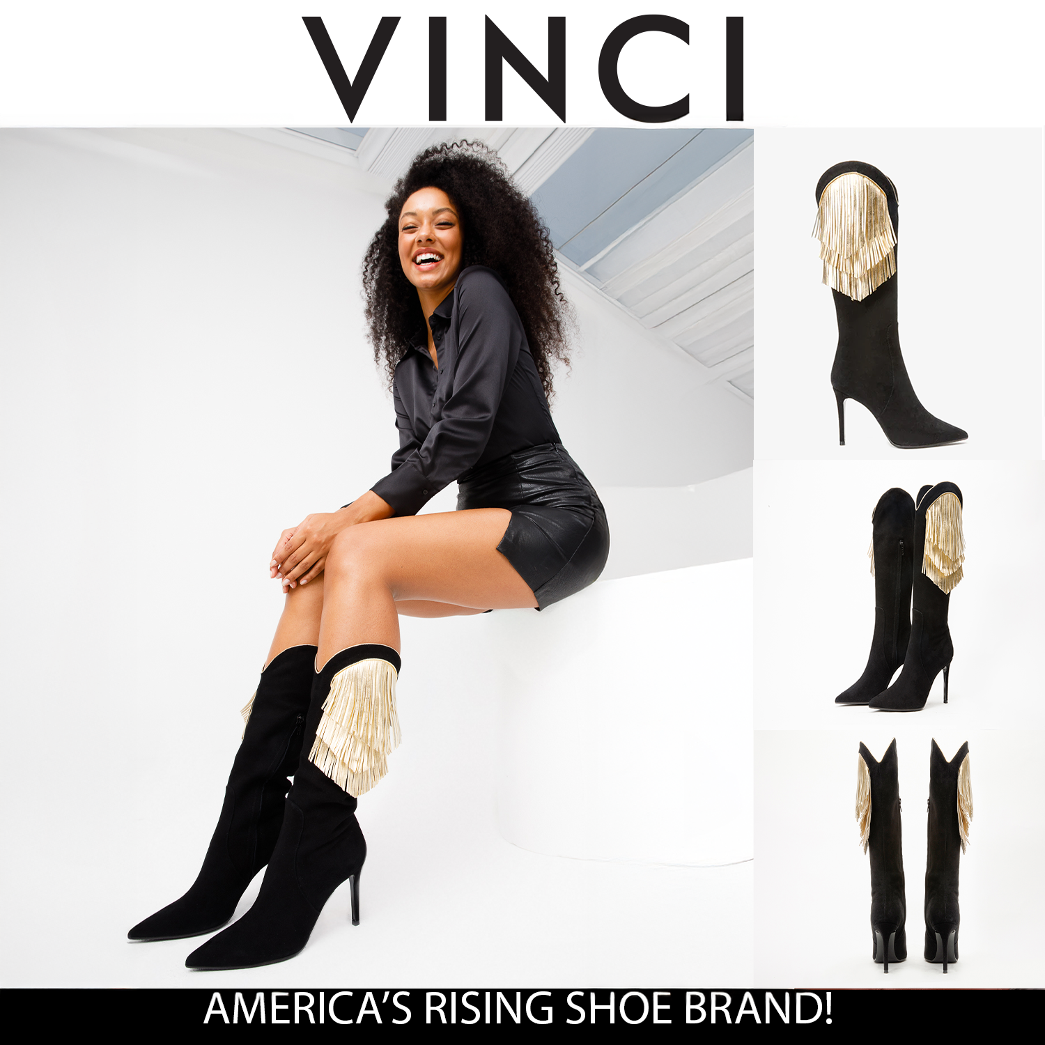 The Vienna Black Suede Leather Knee High Women Boot