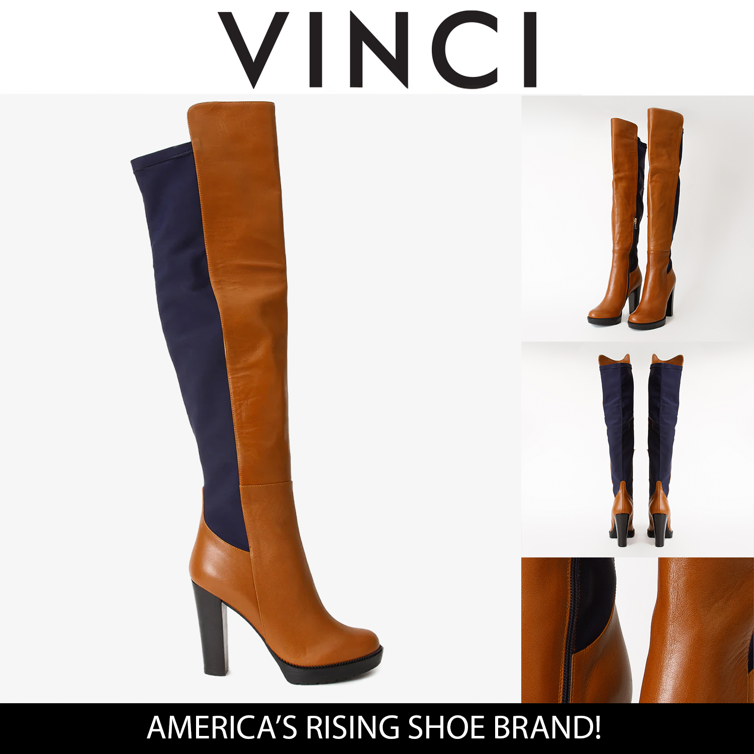 The Sao Paulo Tan Leather Knee High Platform Heel Women Boot