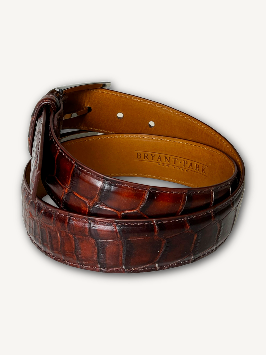 Bryant Park Belt 1 3 8 Inch Genuine Alligator Cognac