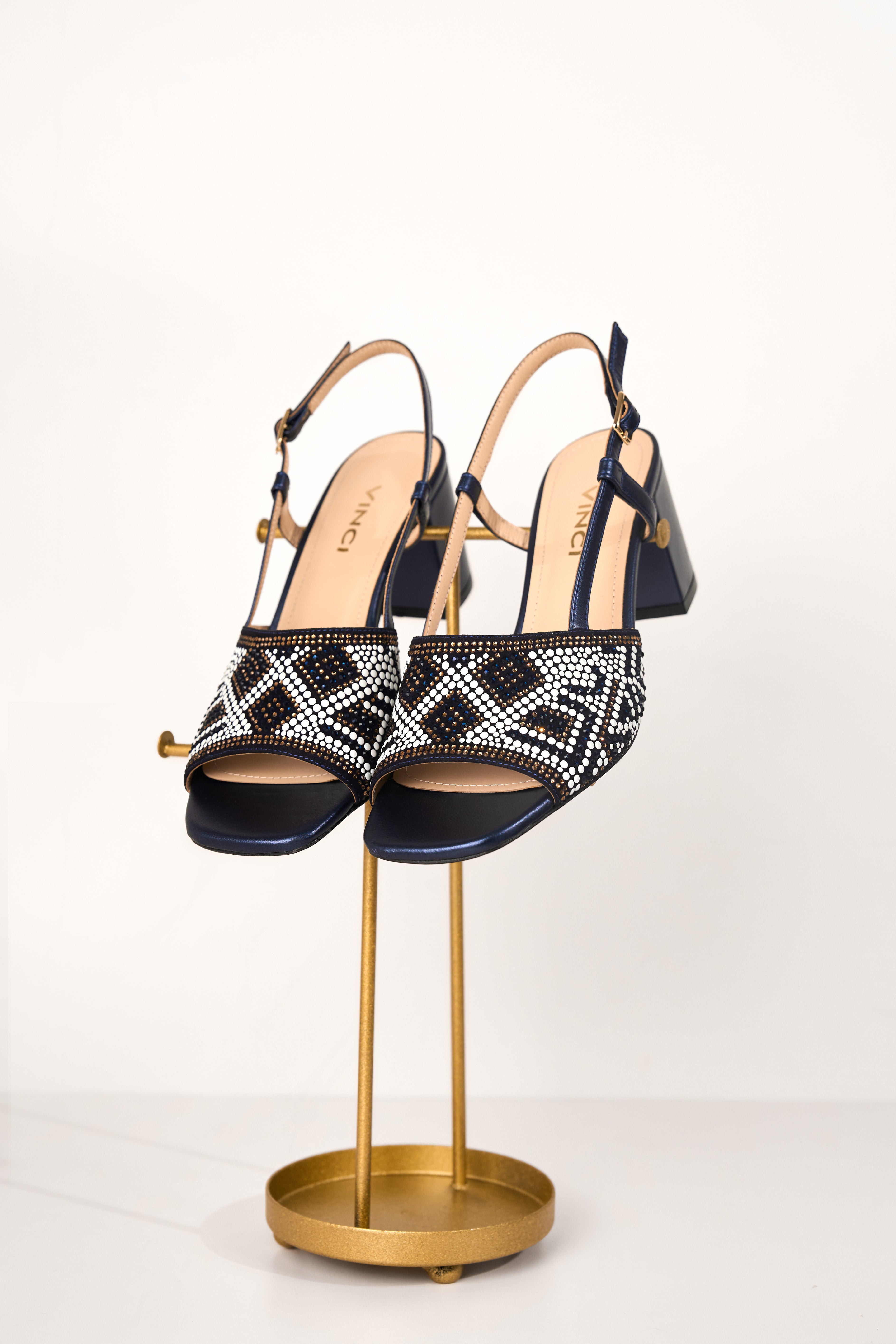 The Nampula Navy Blue Leather Women Slingback Sandal