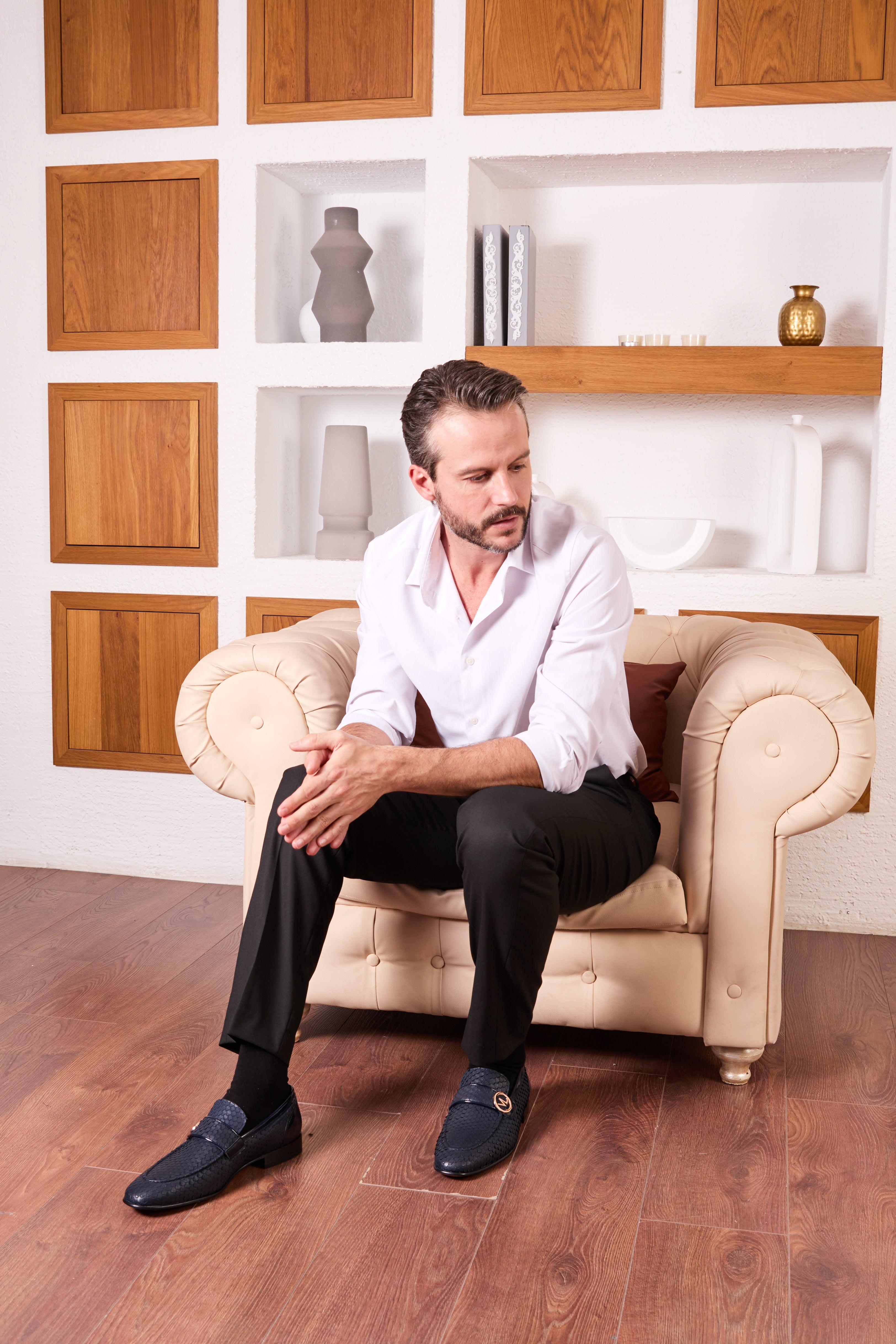 The Monarch Navy Blue Leather Men Dress Shoe