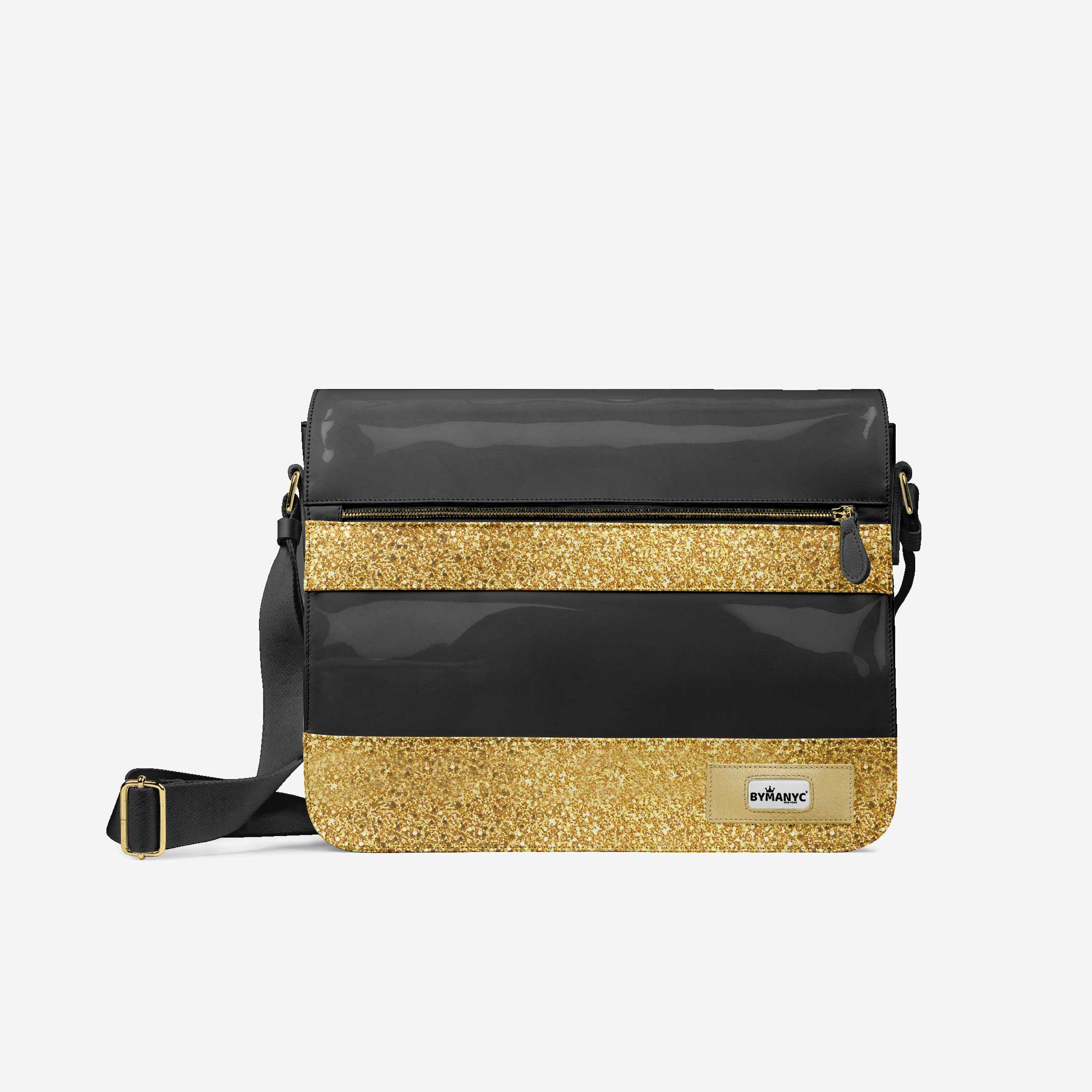 Vegan Gold Messenger Bag 16” | BYMANYC ® New York Luxe Metallic Edition