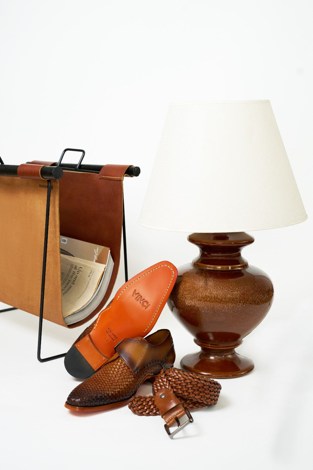 The Rolls Woven Tan Leather Single Monk Strap Handmade Men Shoe