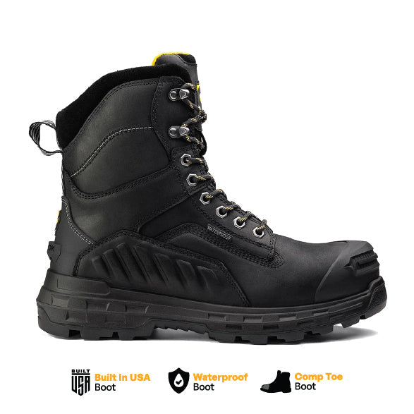 Wildwood 8” Waterproof Composite Toe Black Boot - Made in USA