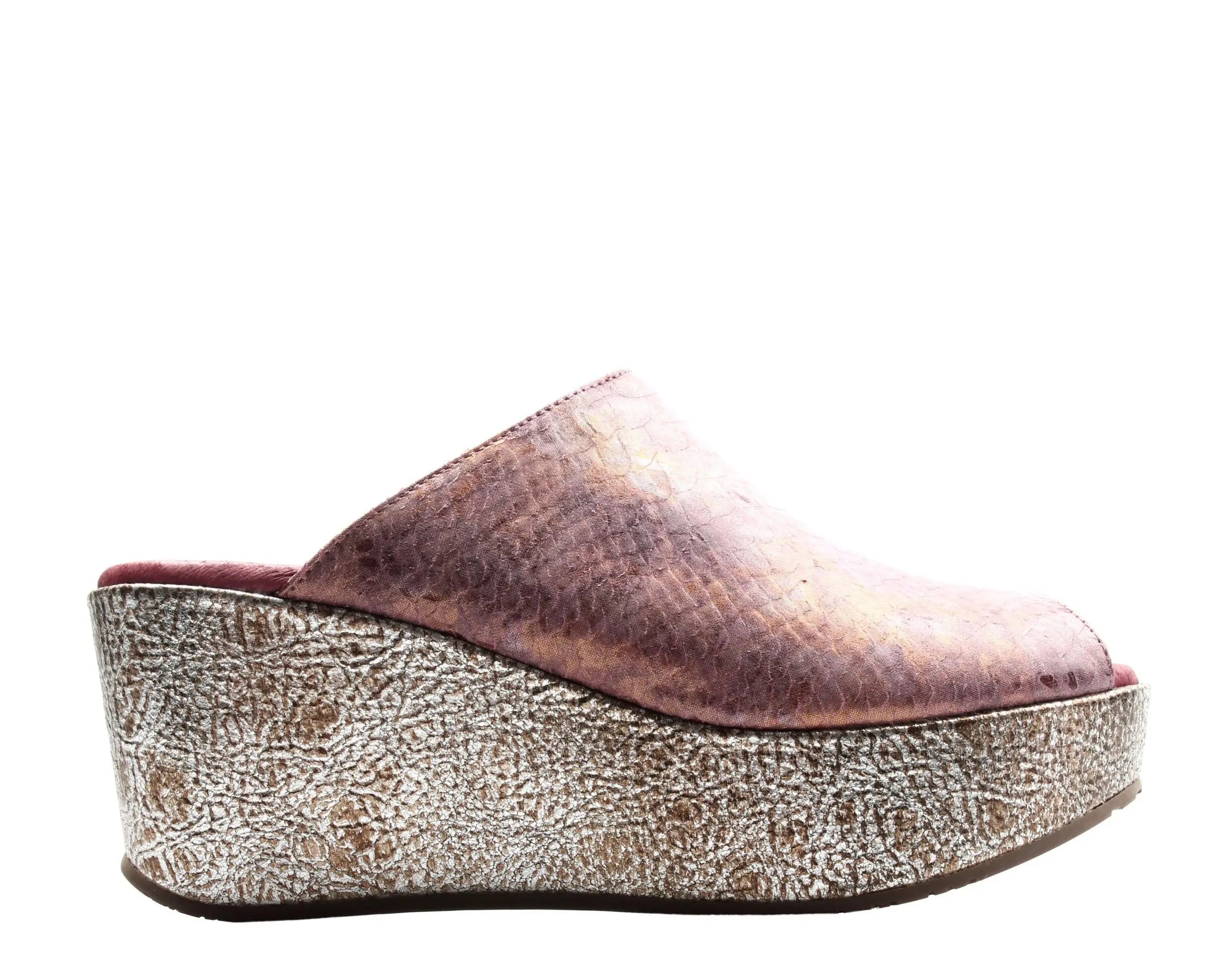 Chocolat Blu Yiona Women's Leather Purple Wedge Sandals