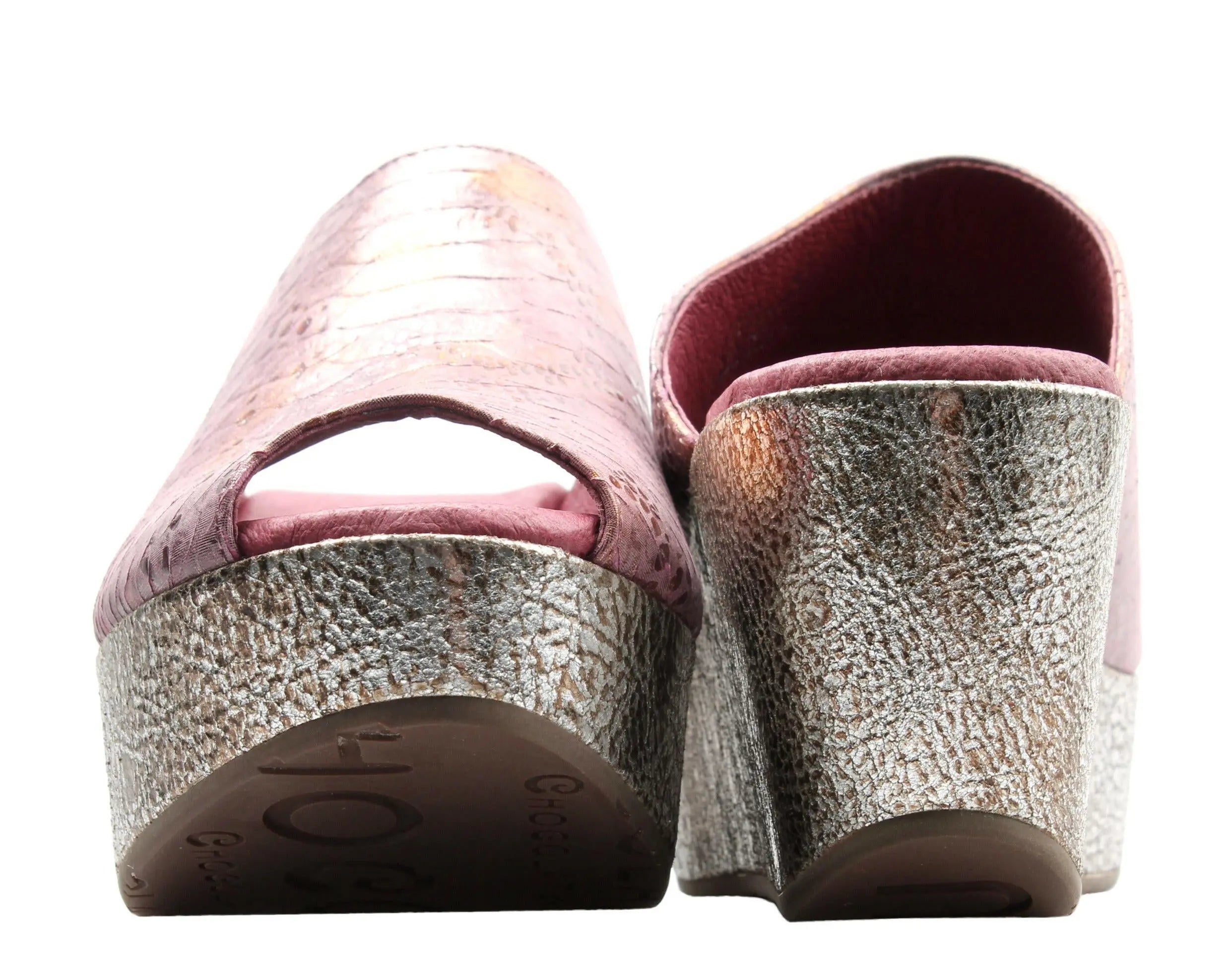 Chocolat Blu Yiona Women's Leather Purple Wedge Sandals