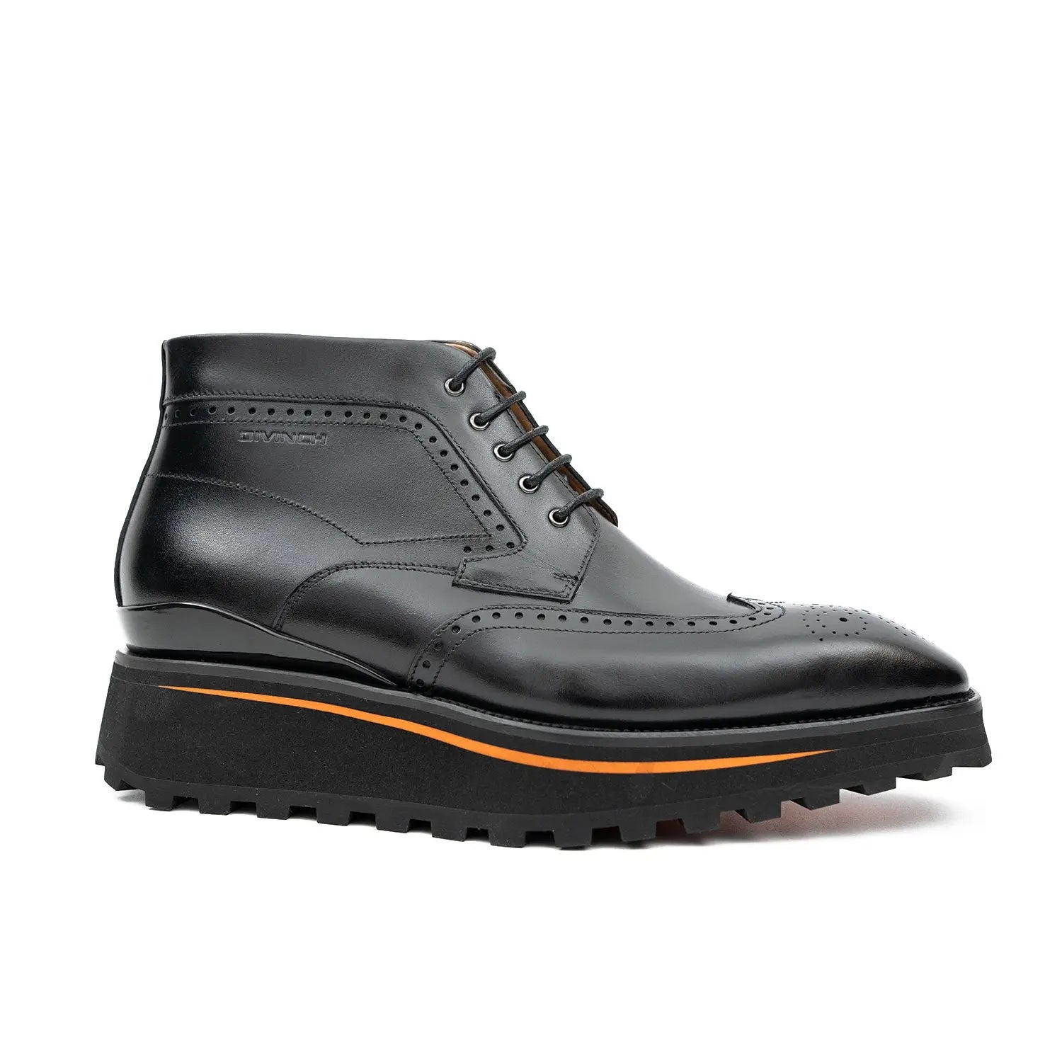 Zipper Brogue Martin Boots Men's Calfskin Leather Black 2890