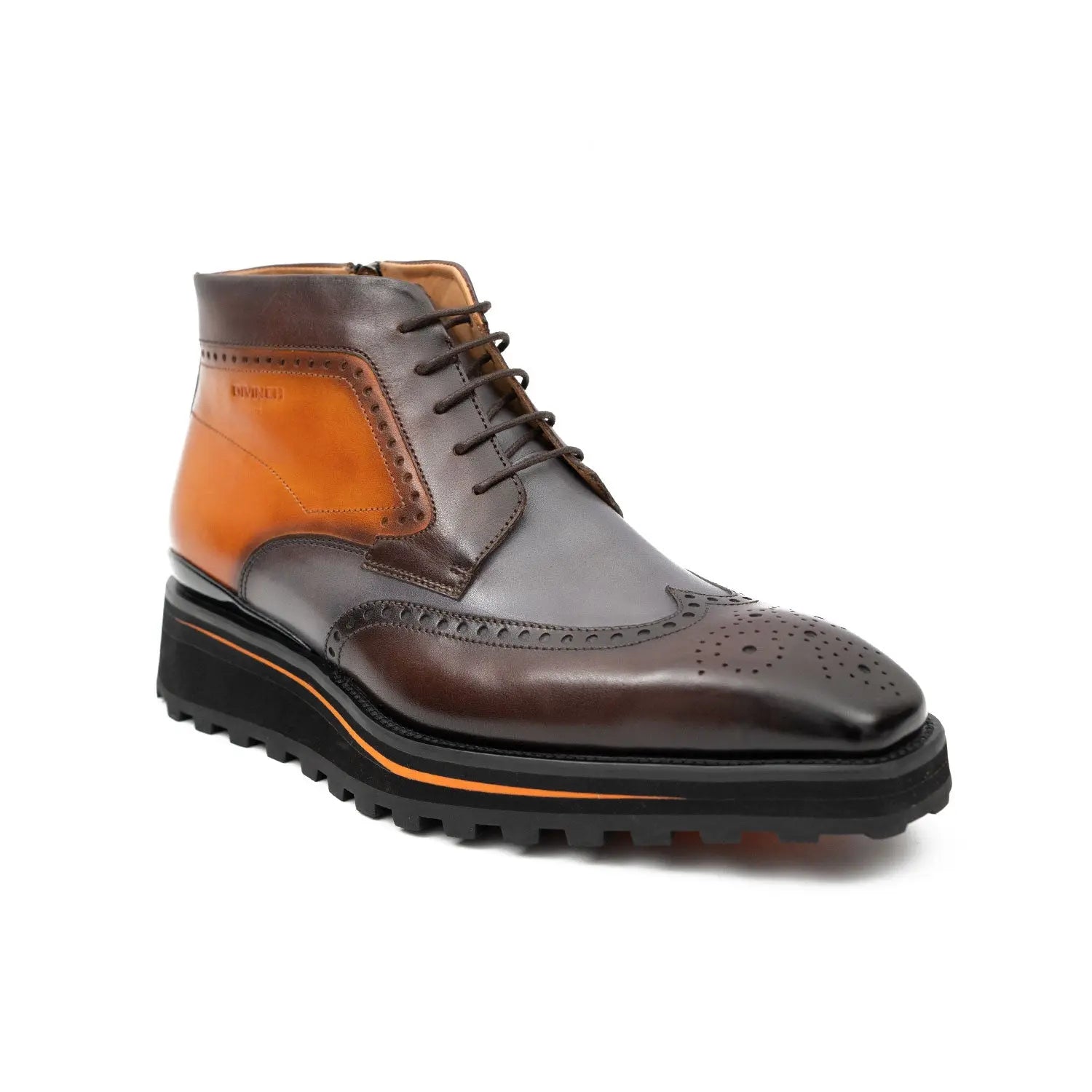 Zipper Brogue Martin Boots Men's Premium Calfskin Leather 2890