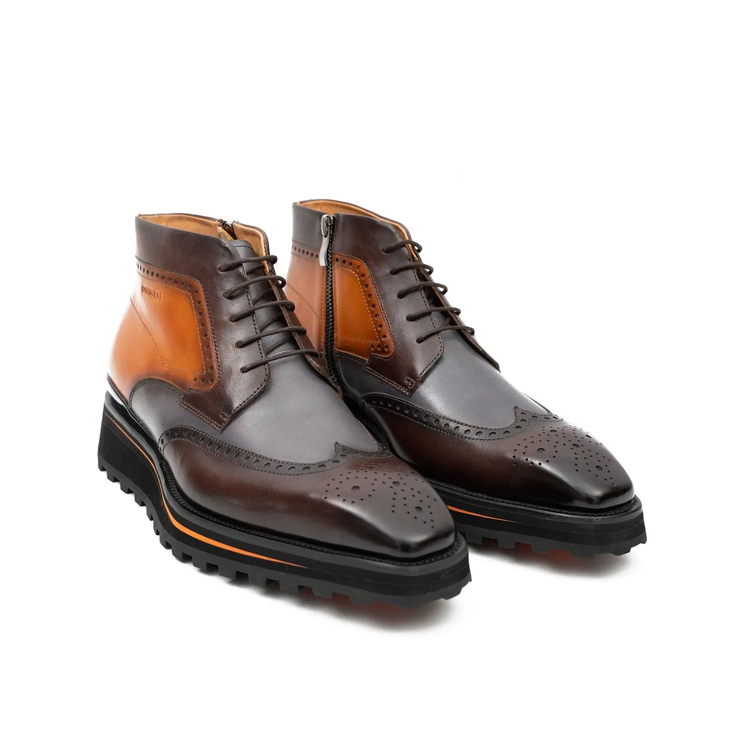 Zipper Brogue Martin Boots Men's Premium Calfskin Leather 2890