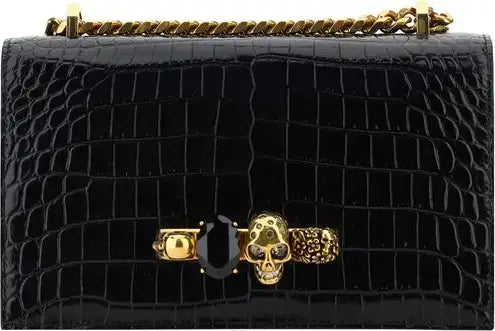 Alexander McQueen Shoulder Bag Calfskin Leather Black