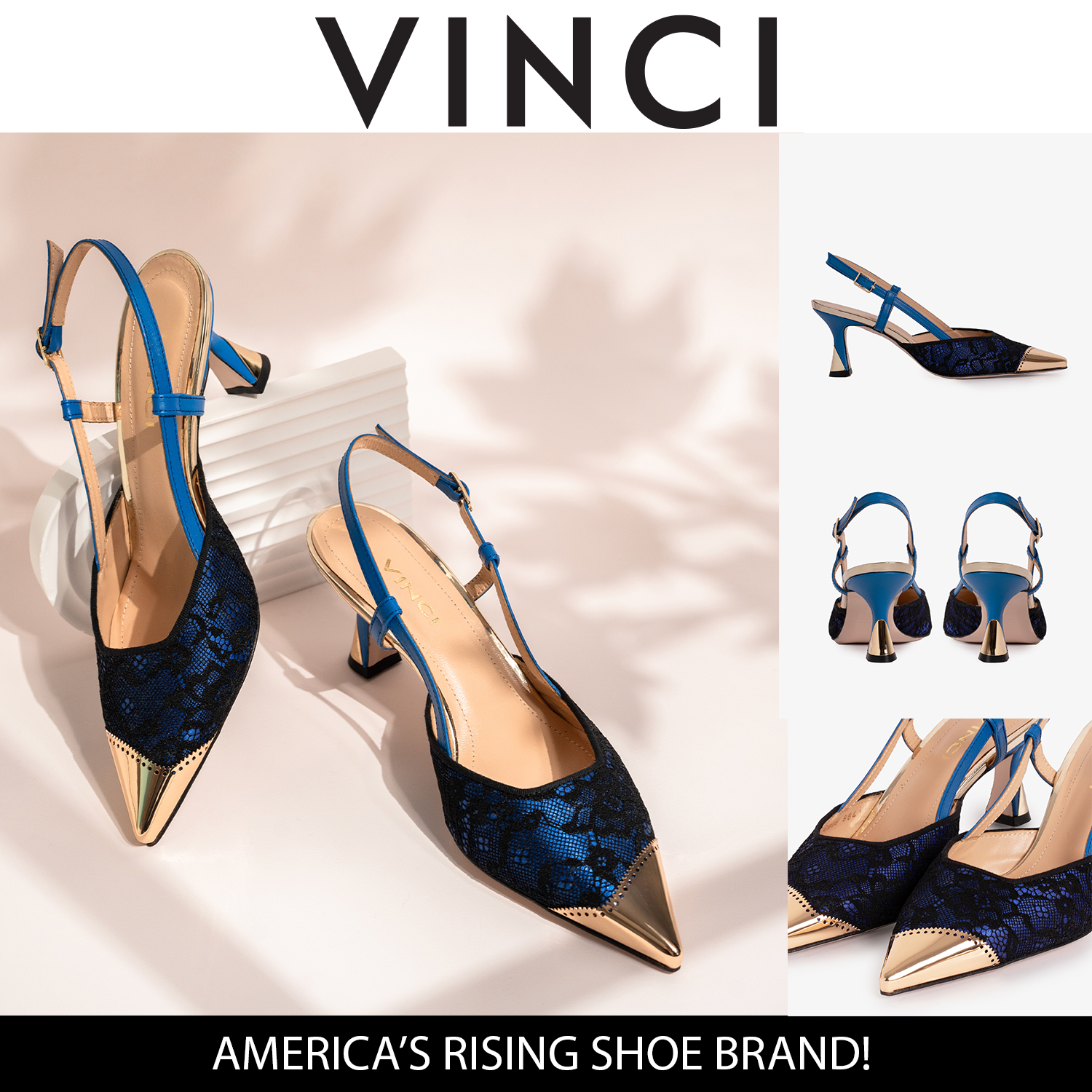 Vinci Leather Shoes The Bali Sax Blue Leather Slingback Women Sandal