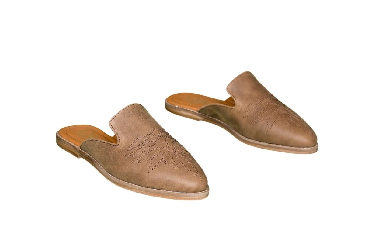 Abby Brown Cowhide Mules by Stiefeld Boots – Don't Panic Shoes