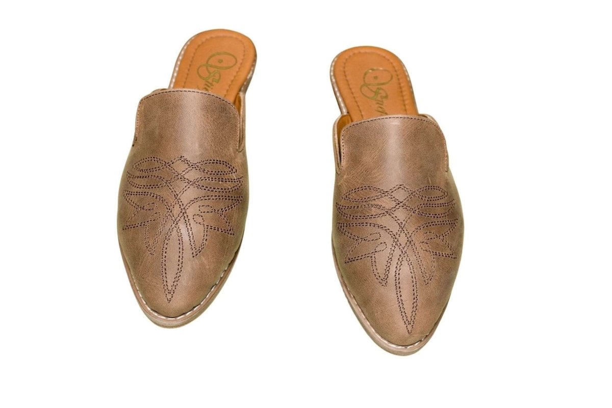 Abby Brown Cowhide Mules by Stiefeld Boots – Don't Panic Shoes