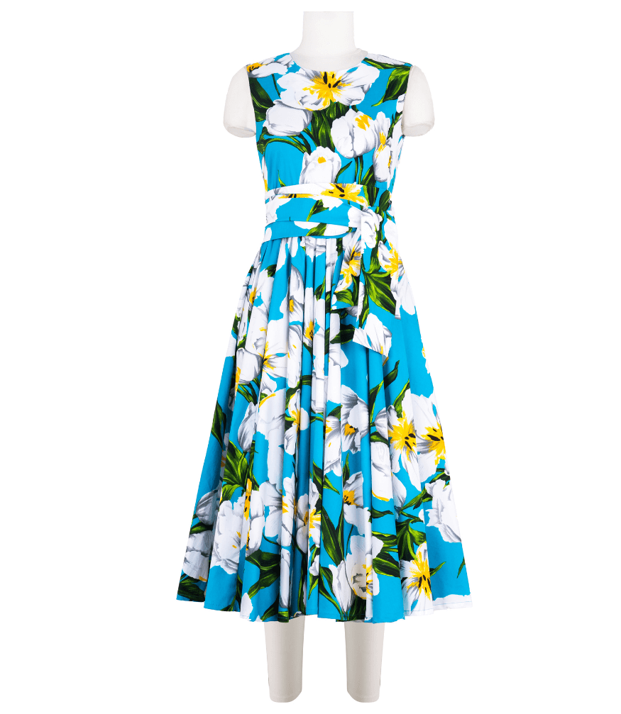 Madison Maison Abelia Dress Aqua Sleeveless Midi Dress