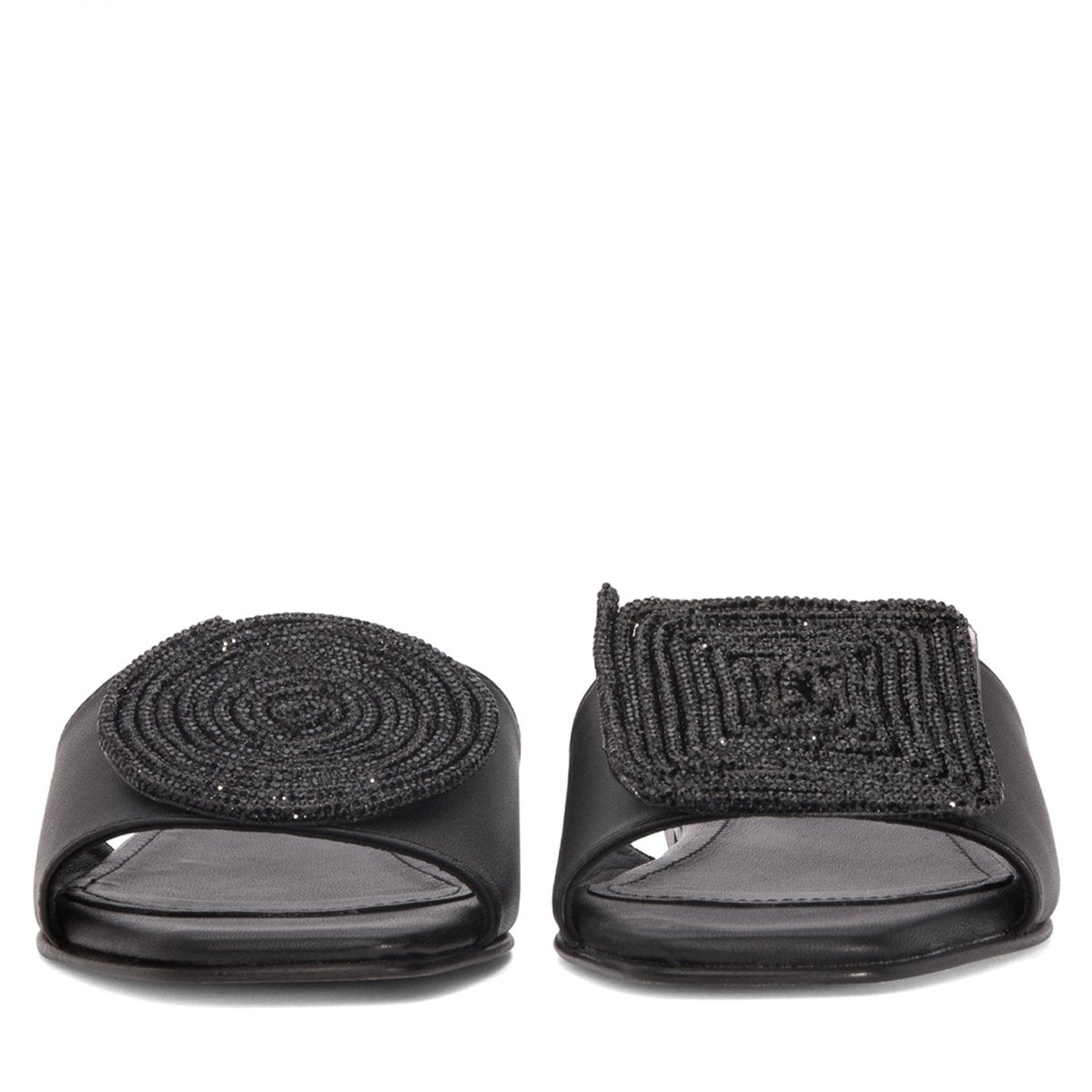 Adeline Flat Leather Slide Women’S Metallic Mesh Sandal Sandal by Beautiisoles – Don't Panic Shoes