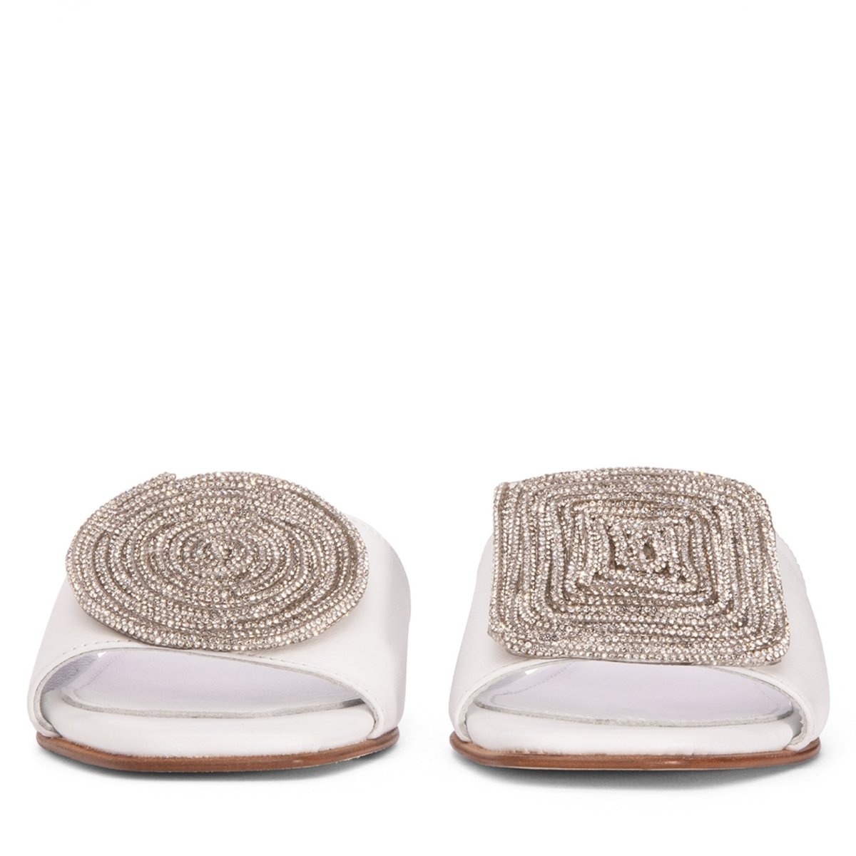 Adeline Flat Leather Slide Women’S Metallic Mesh Sandal Sandal by Beautiisoles – Don't Panic Shoes