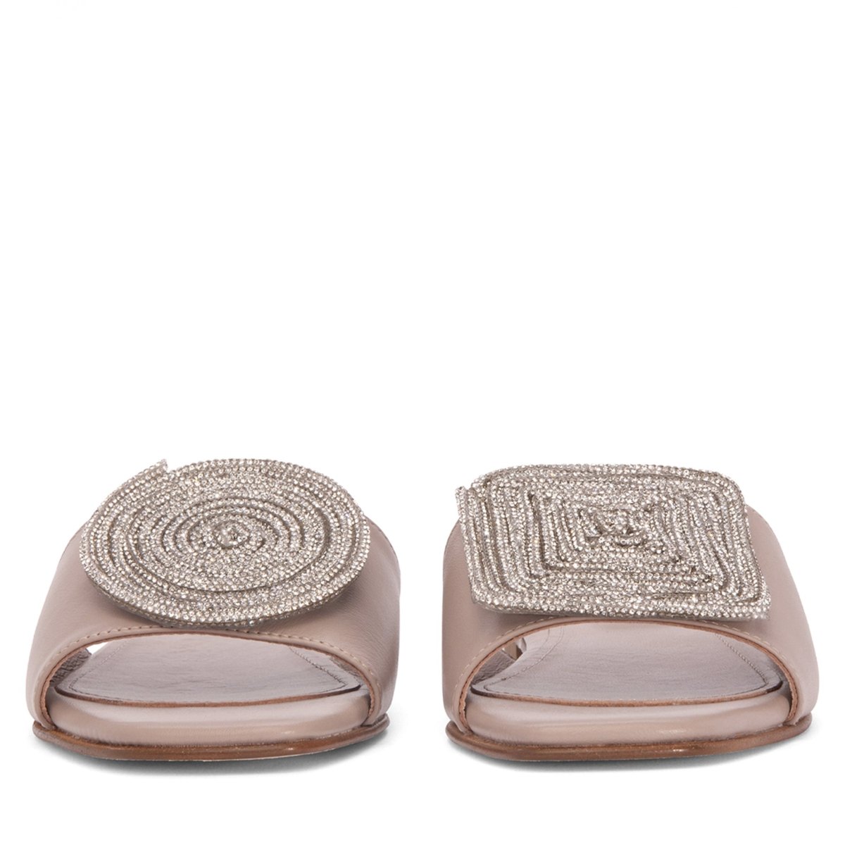 Adeline Flat Leather Slide Women’S Metallic Mesh Sandal Sandal by Beautiisoles – Don't Panic Shoes