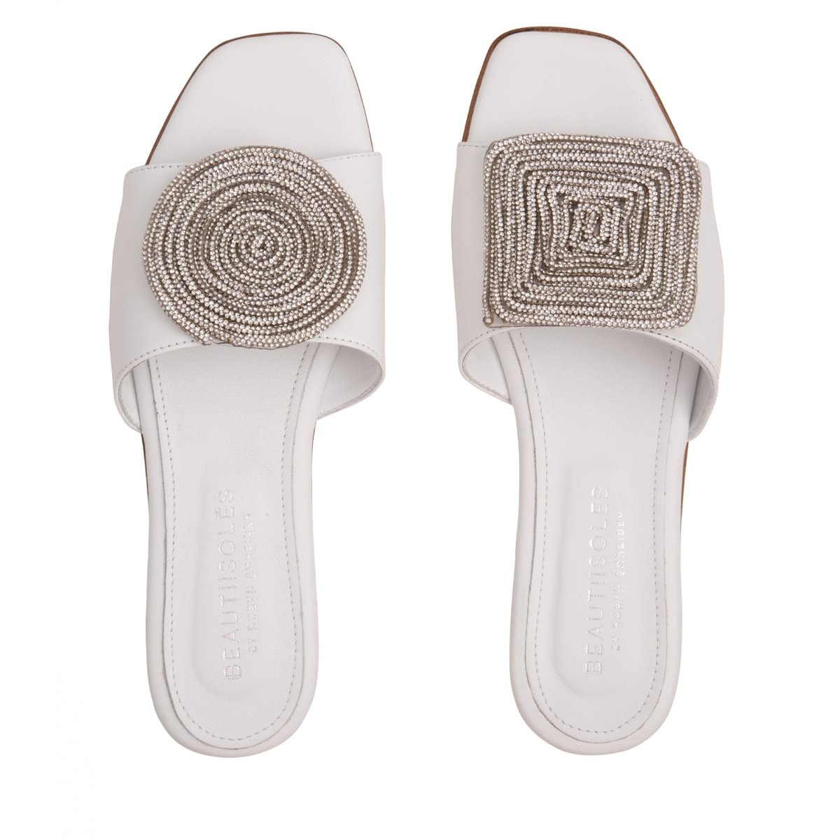 Adeline Flat Women’S Leather Sandal Metallic Mesh Accents Sandal by Beautiisoles – Don't Panic Shoes