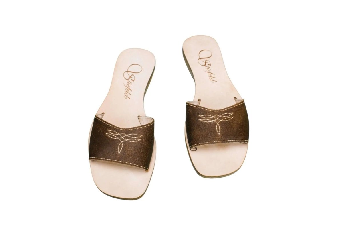 Agnes Brown Slide Sandals by Stiefeld Boots – Don't Panic Shoes