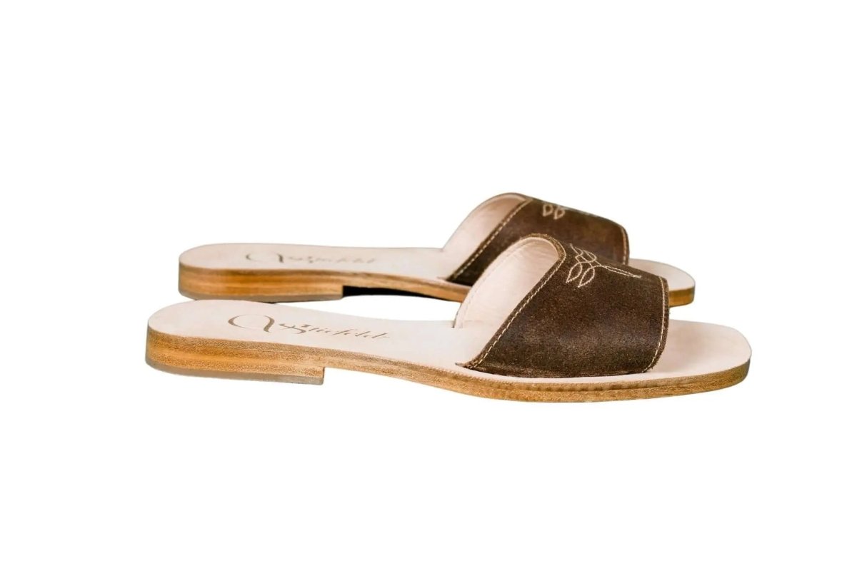Agnes Brown Slide Sandals by Stiefeld Boots – Don't Panic Shoes