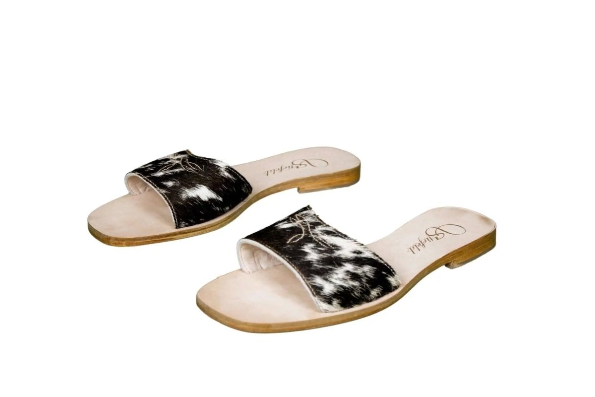 Agnes Cowhide Slide Sandals – Size 9 by Stiefeld Boots – Don't Panic Shoes