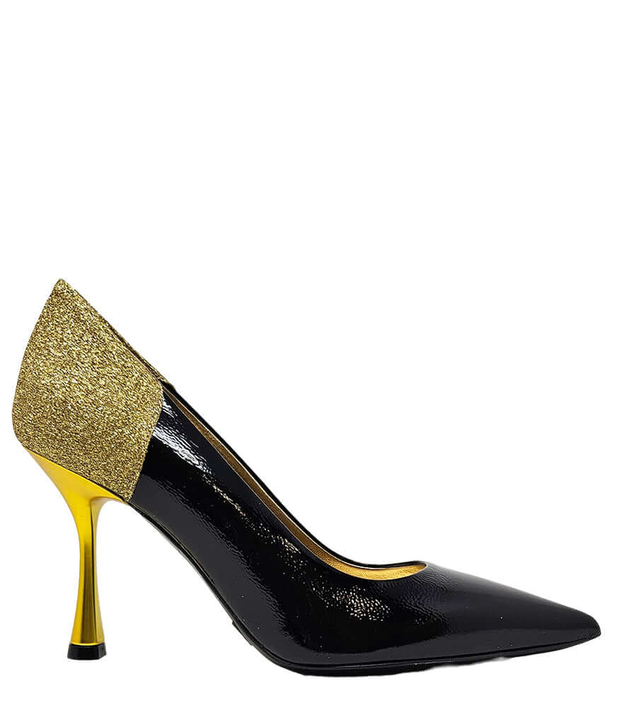 Madison Maison Alena Black/Gold High Heel Glitter Pump