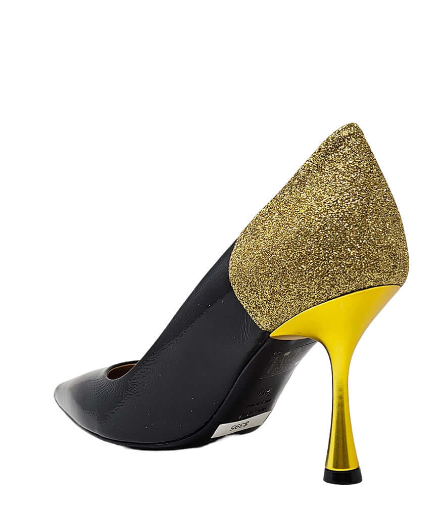 Madison Maison Alena Black/Gold High Heel Glitter Pump