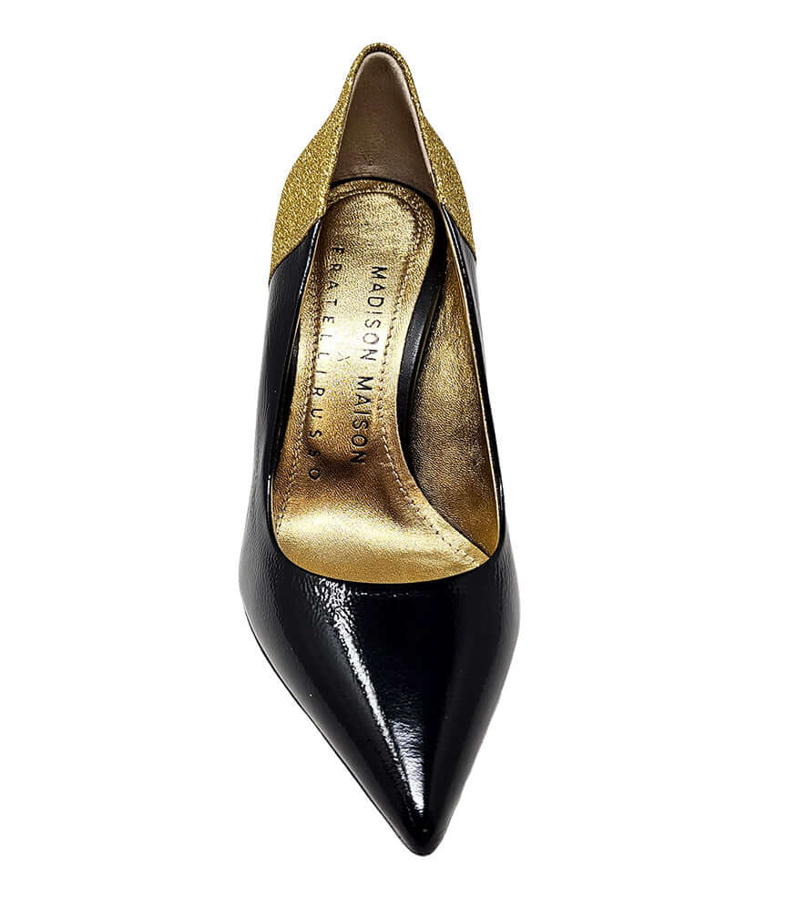 Madison Maison Alena Black/Gold High Heel Glitter Pump