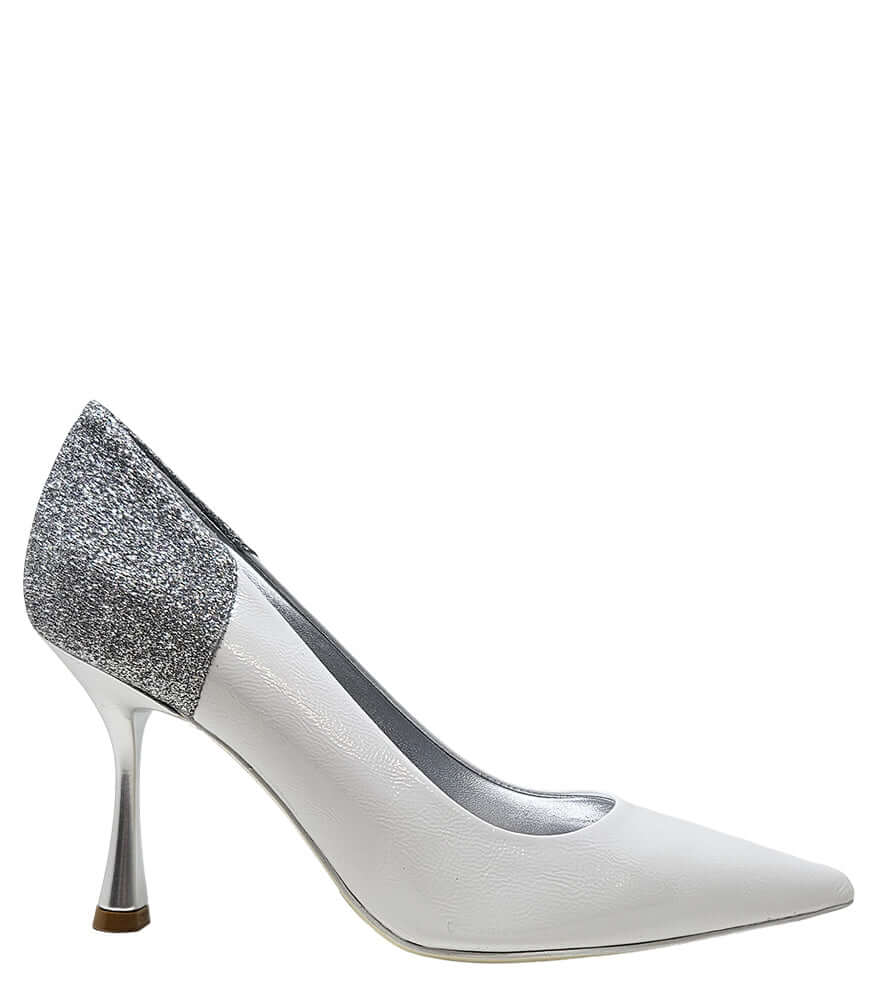 Madison Maison Alena White/Silver High Heel Glitter Pump