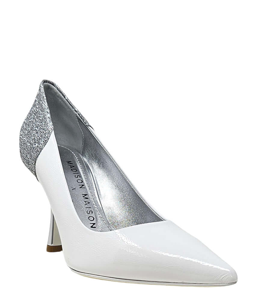 Madison Maison Alena White/Silver High Heel Glitter Pump