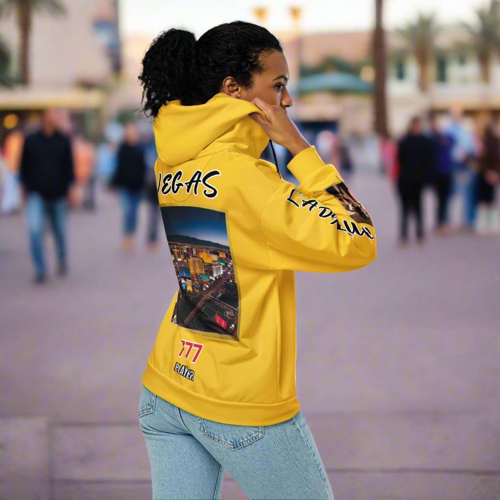"VEGAS" yellow Unisex zip hoodie remixed | STORE 7994