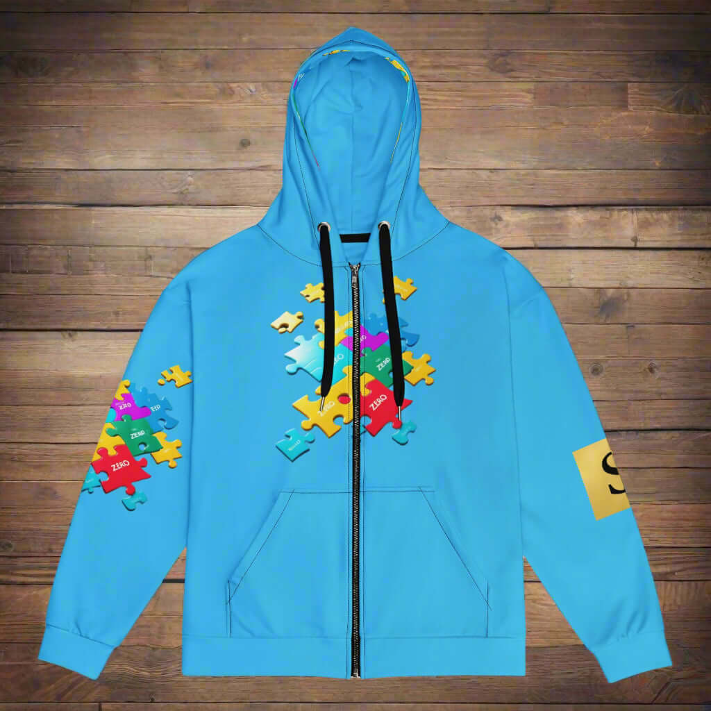 THE PUZZLE Streetwear Hoodie — Blue Zip | STORE 7994