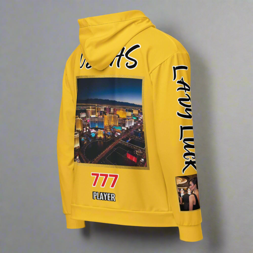 "VEGAS" yellow Unisex zip hoodie remixed | STORE 7994